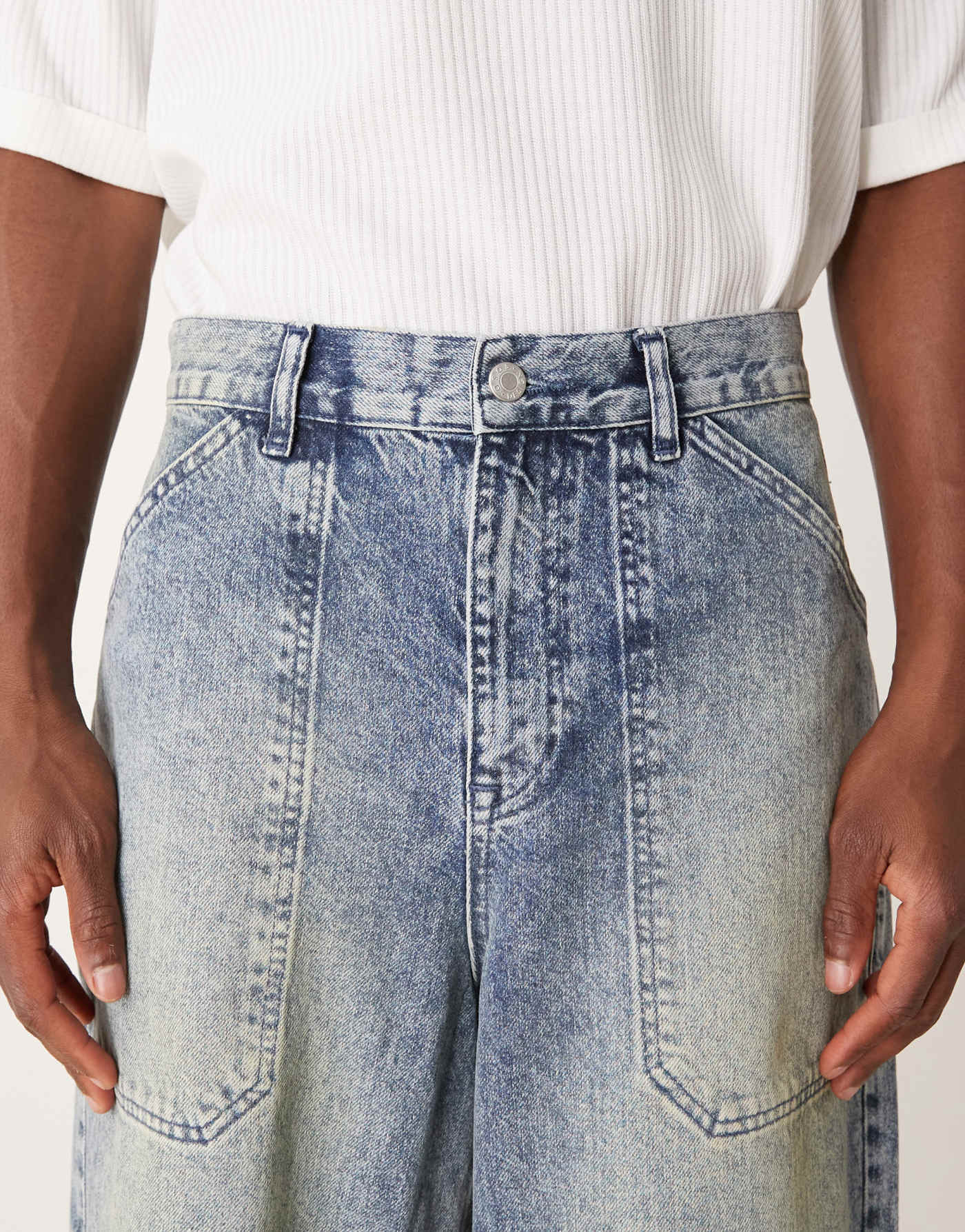 ASOS DESIGN super baggy jeans with oversized back pockets in dirty blue tint