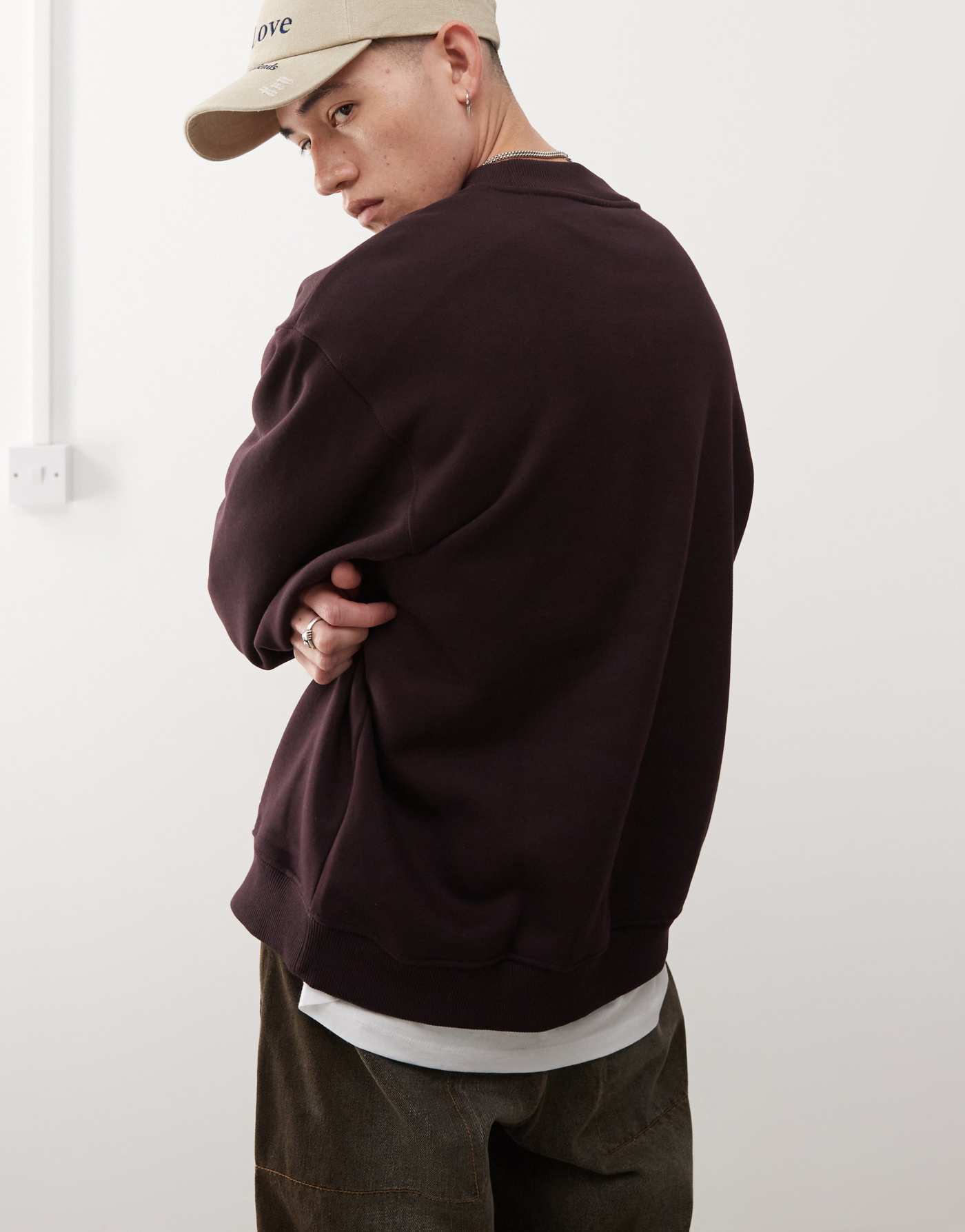 Weekday oversized heavyweight jersey sweatshirt in dark plum