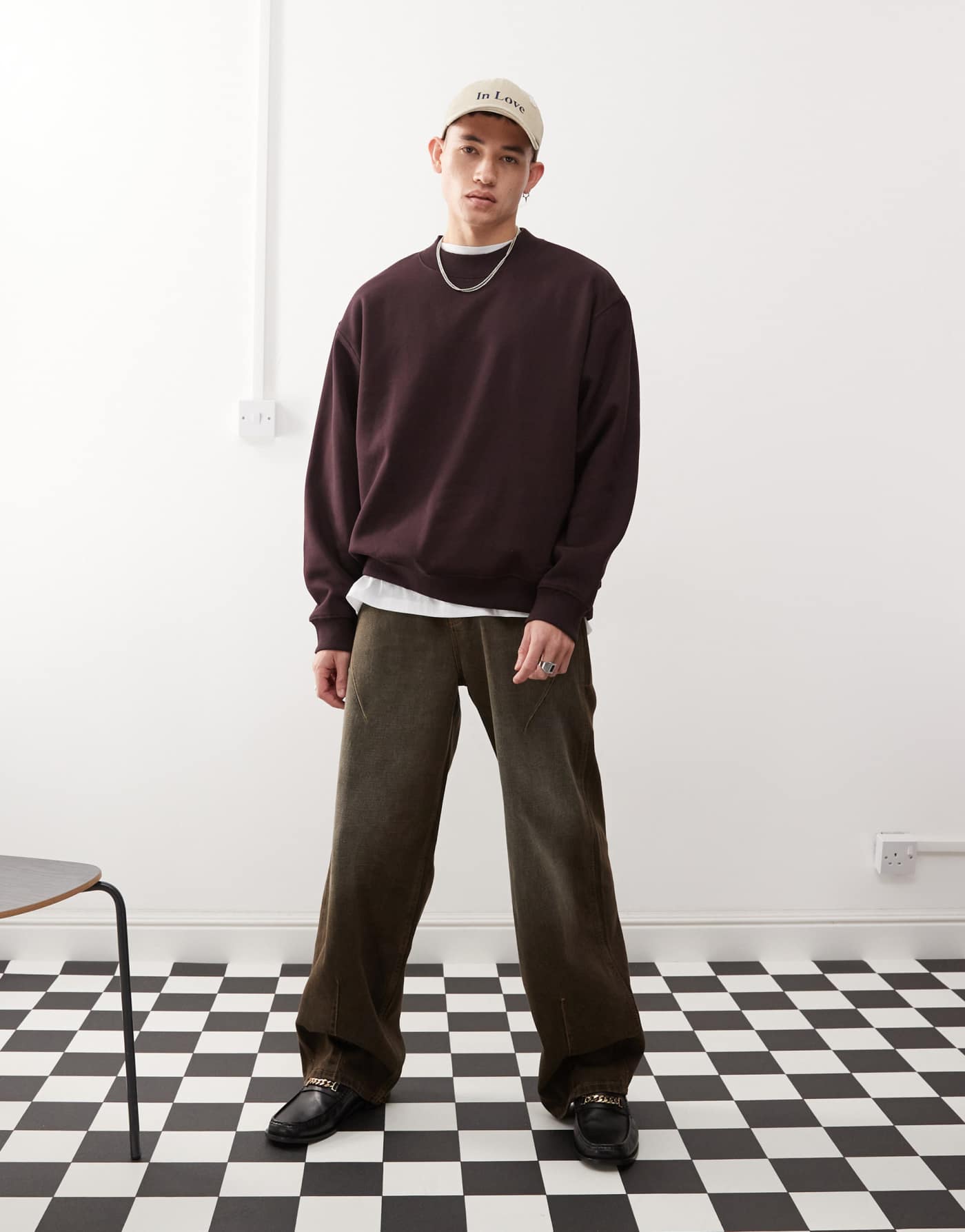 Weekday oversized heavyweight jersey sweatshirt in dark plum