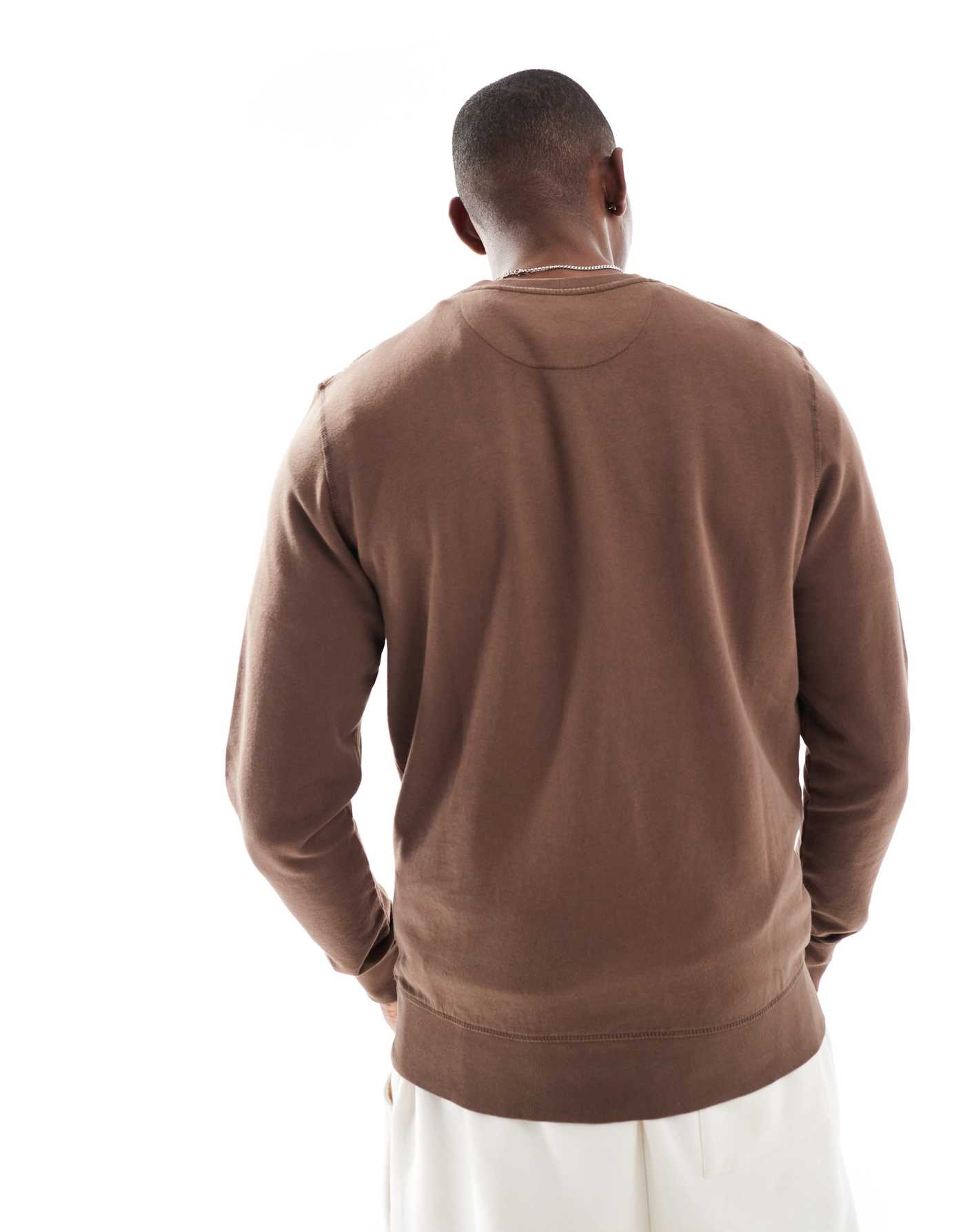 Superdry Classic essential sweatshirt in rain drum brown