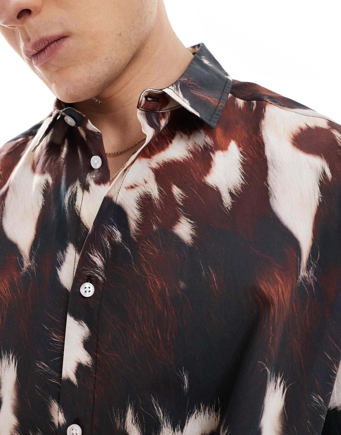 ASOS DESIGN oversized shirt in cow print