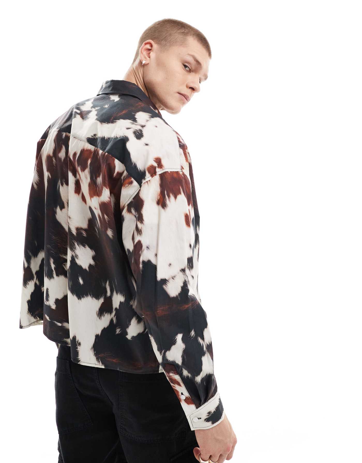 ASOS DESIGN oversized shirt in cow print