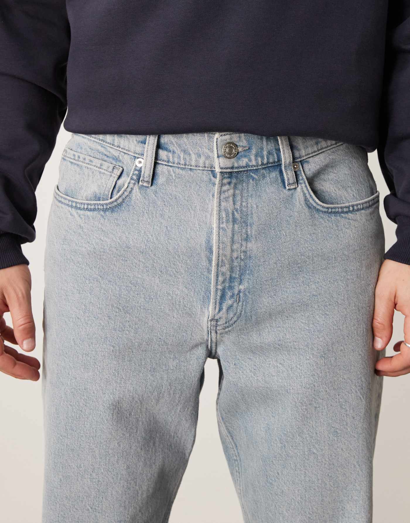 Mango mid waist straight leg jean in light blue