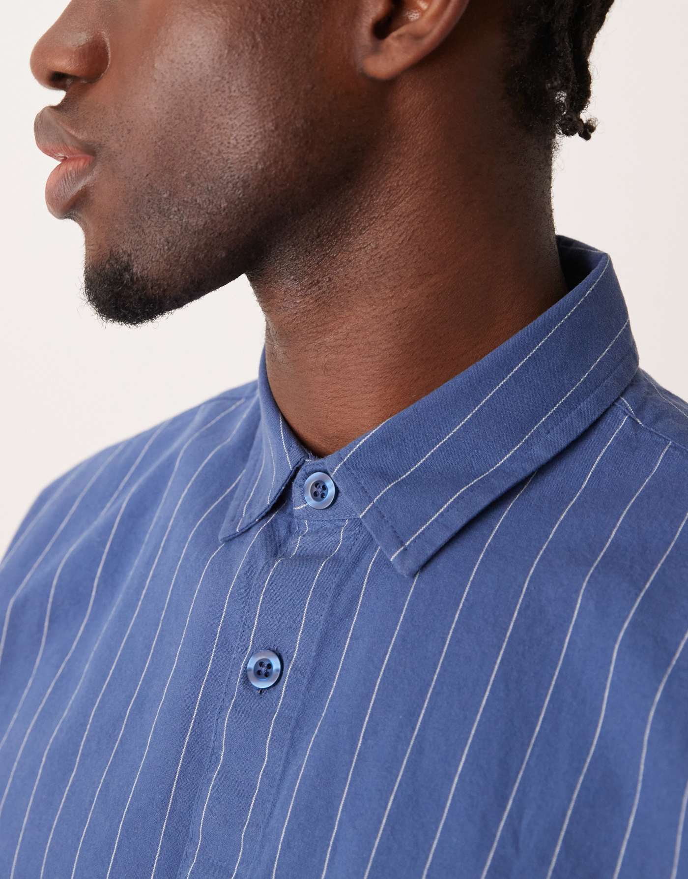 New Look fine stripe oversized shirt in mid blue