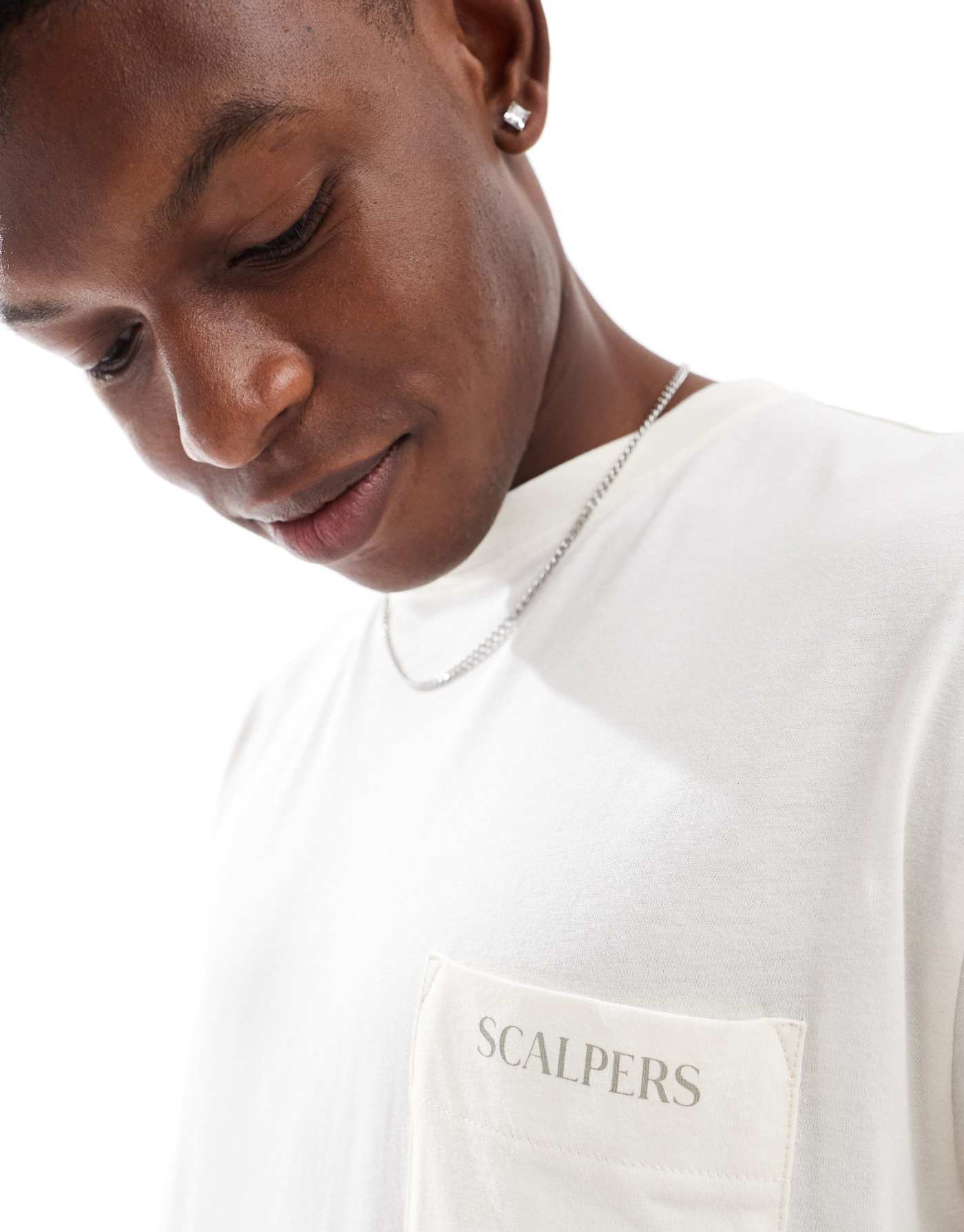 Scalpers Pocket Logo Tee In Cream