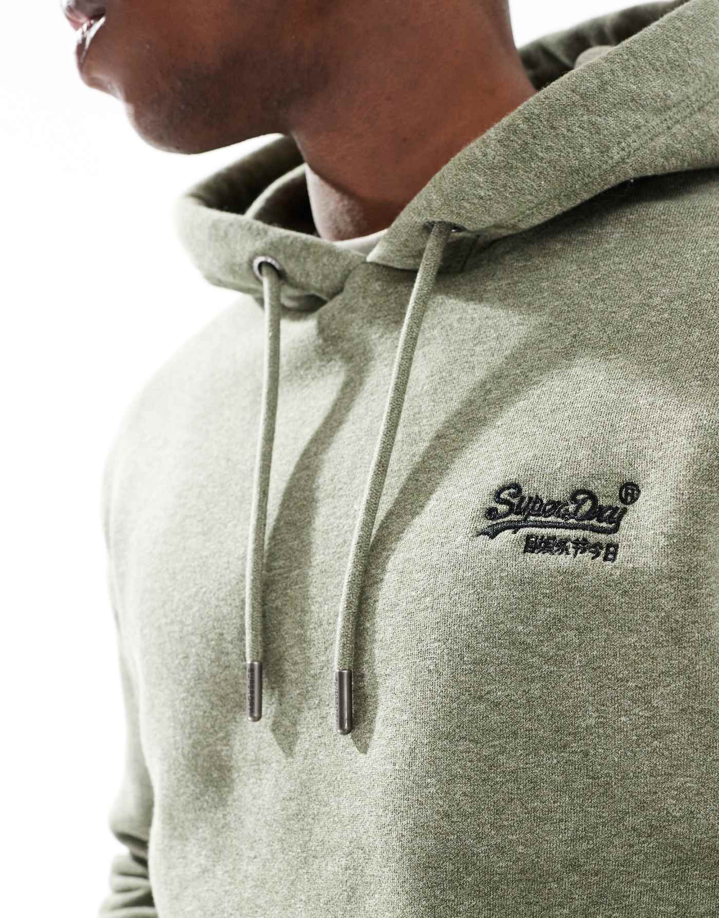 Superdry Essential logo hoodie in martini olive green grit