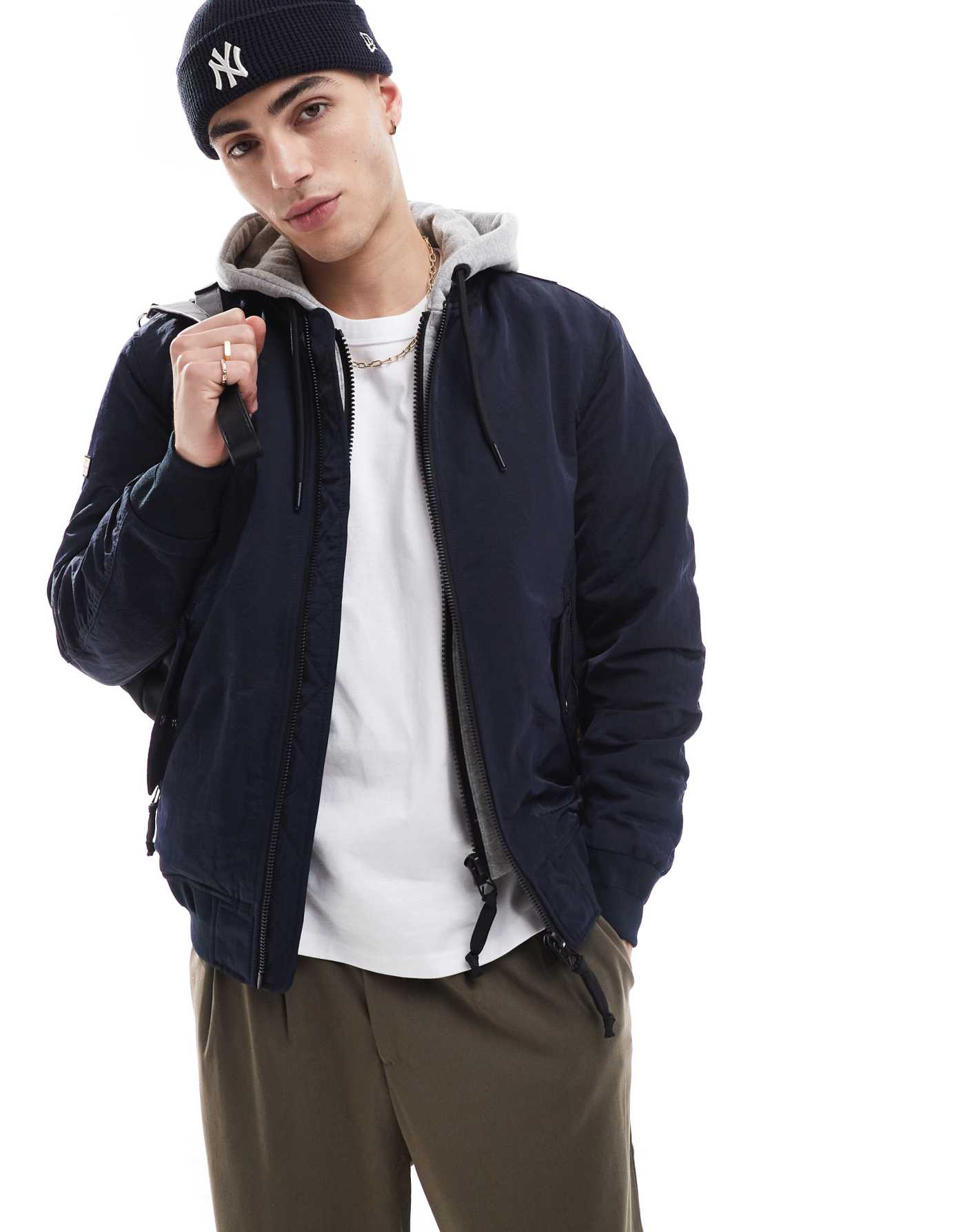 Superdry Military hooded ma1 jacket in eclipse navy