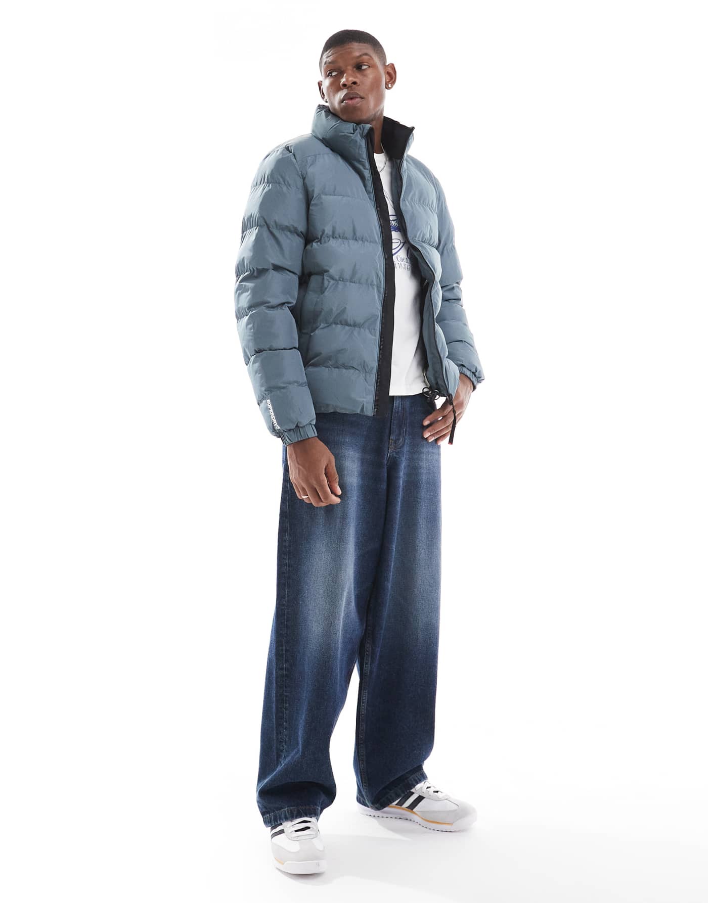 Superdry Sports puffer jacket in stormy weather blue