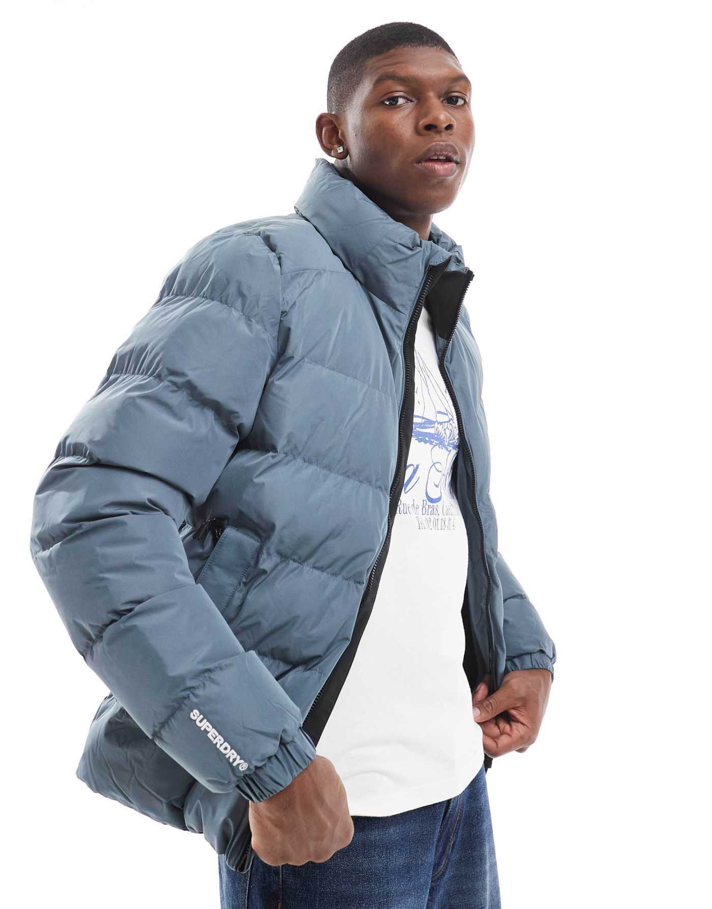 Superdry Sports puffer jacket in stormy weather blue