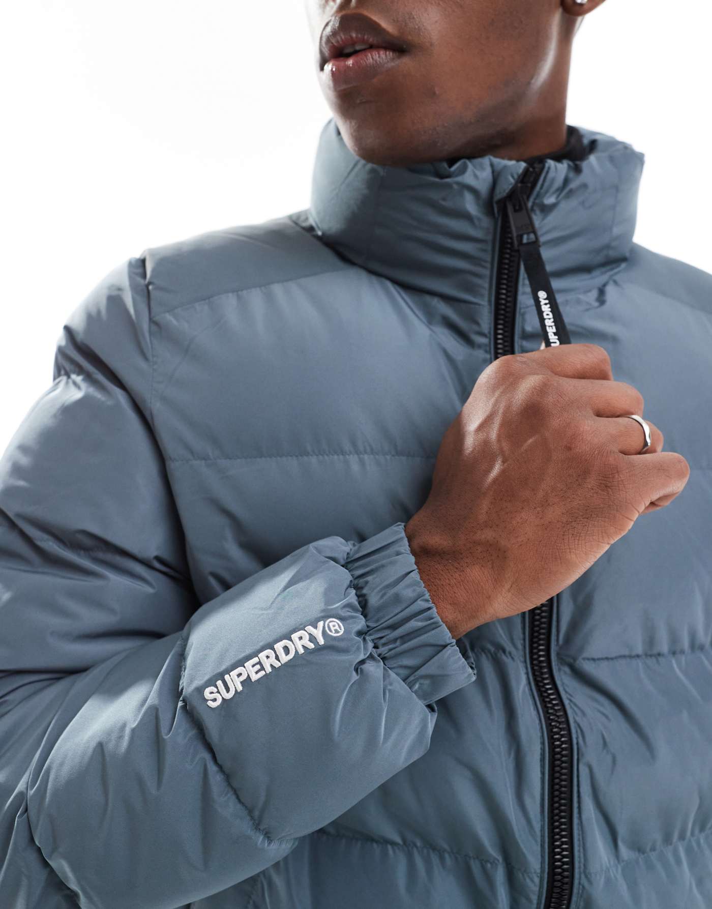 Superdry Sports puffer jacket in stormy weather blue