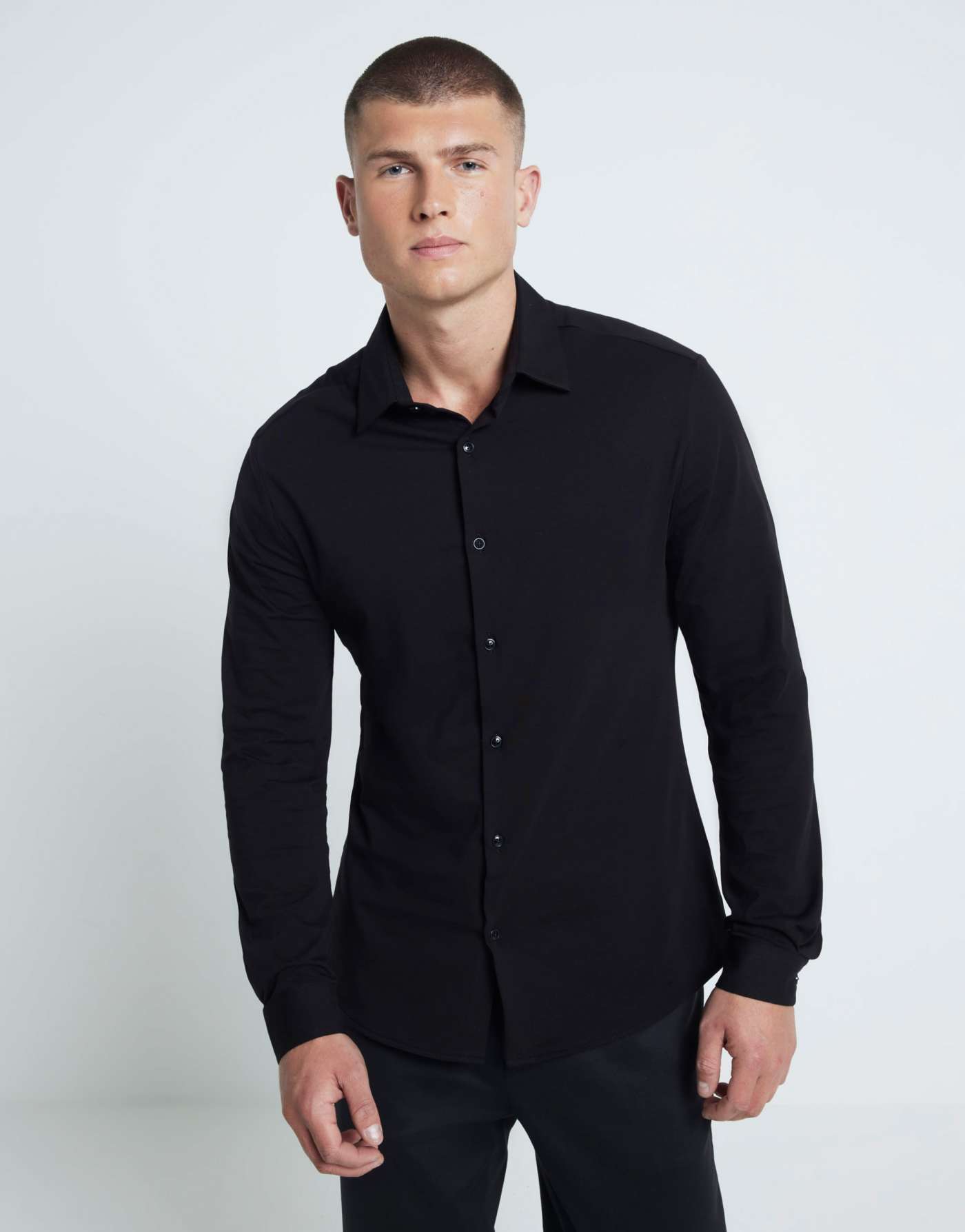 River Island Muscle fit jersey shirts in black