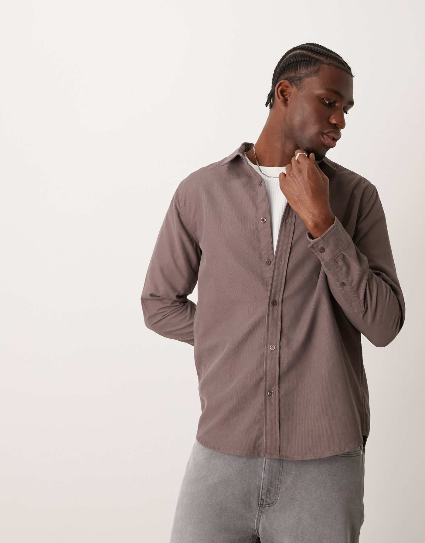 New Look cord shirt in mid brown