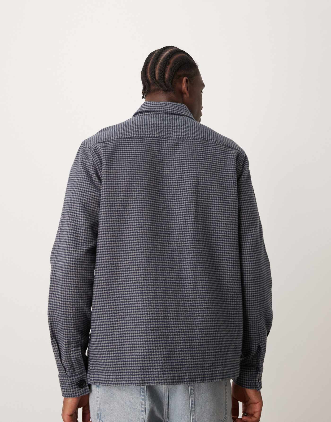 New Look houndstooth check overshirt in mid grey