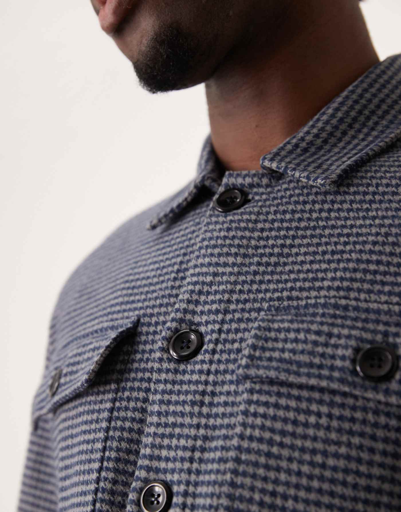 New Look houndstooth check overshirt in mid grey