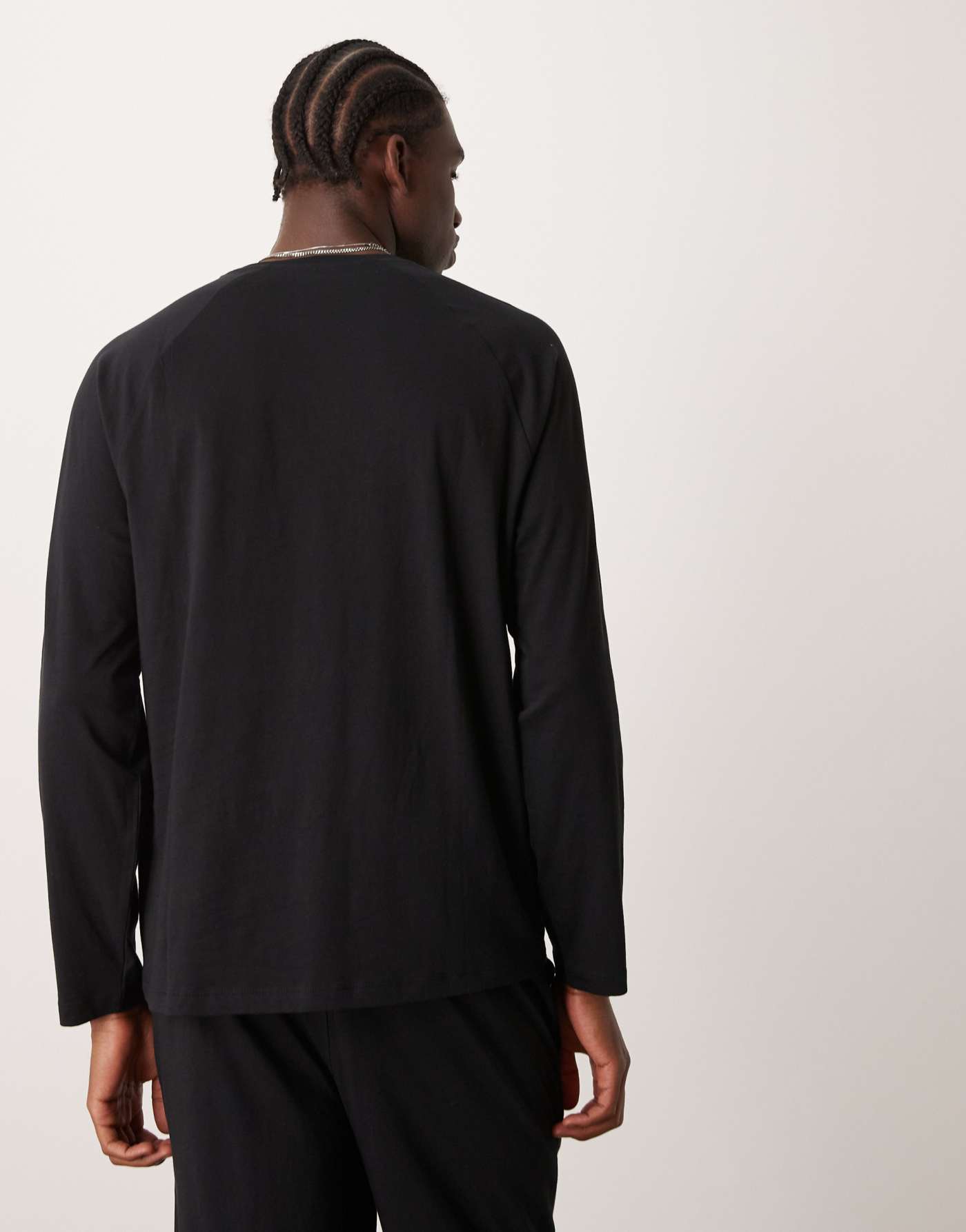 New Look long sleeve t-shirt & jogger loungwear set in black