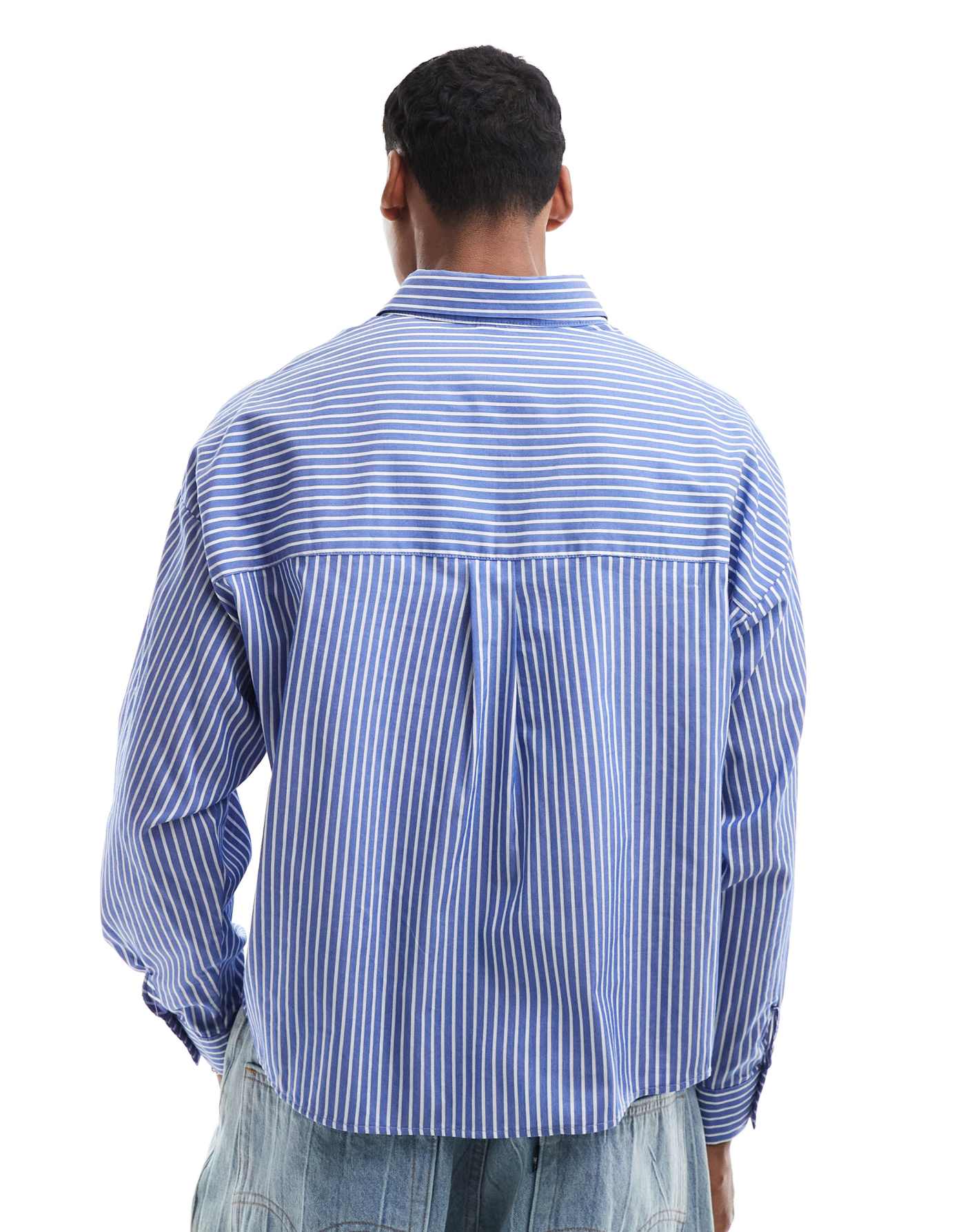 Pull&Bear long sleeve stripe shirt in blue