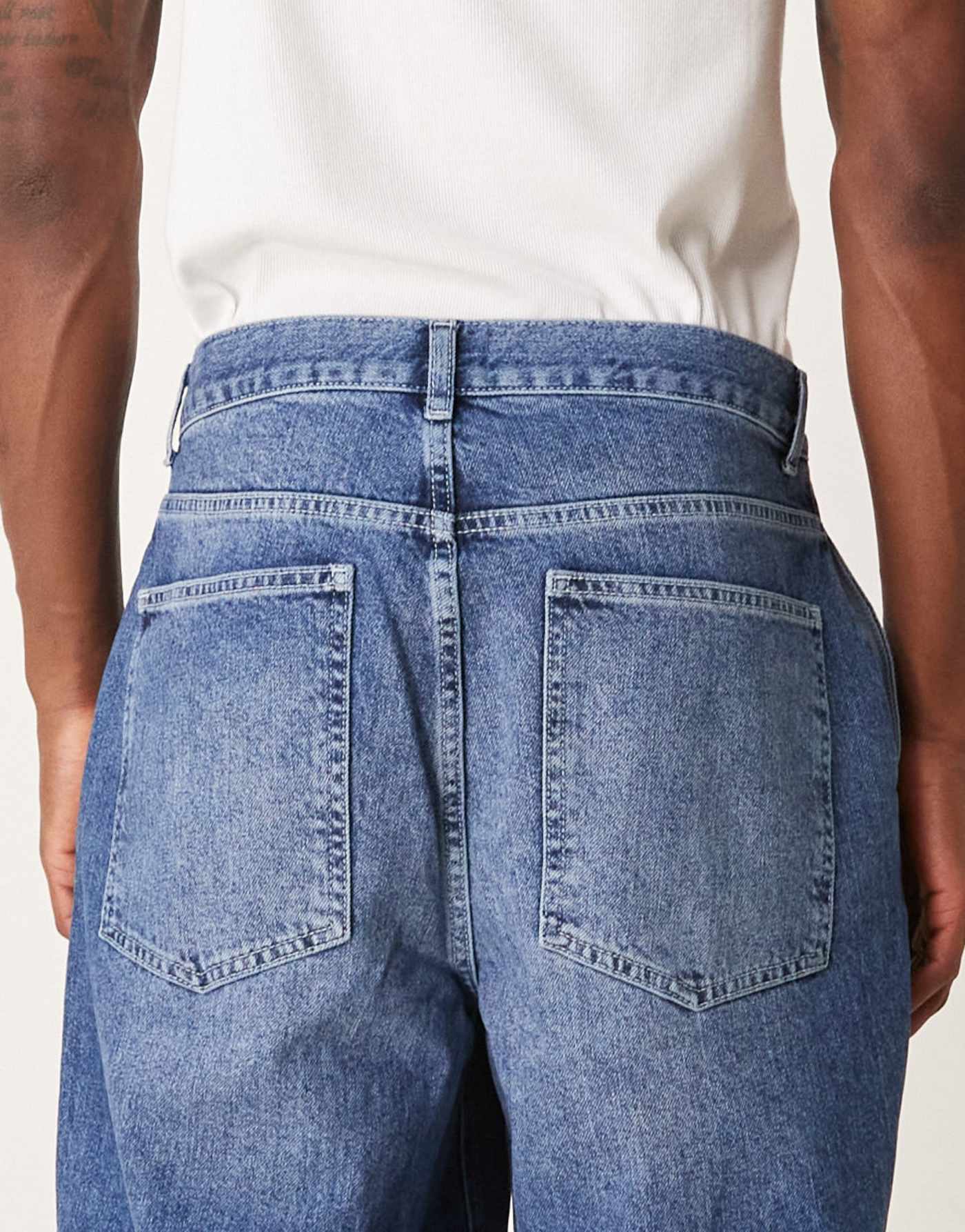 ASOS DESIGN co-ord super baggy jeans with seam details in mid wash blue