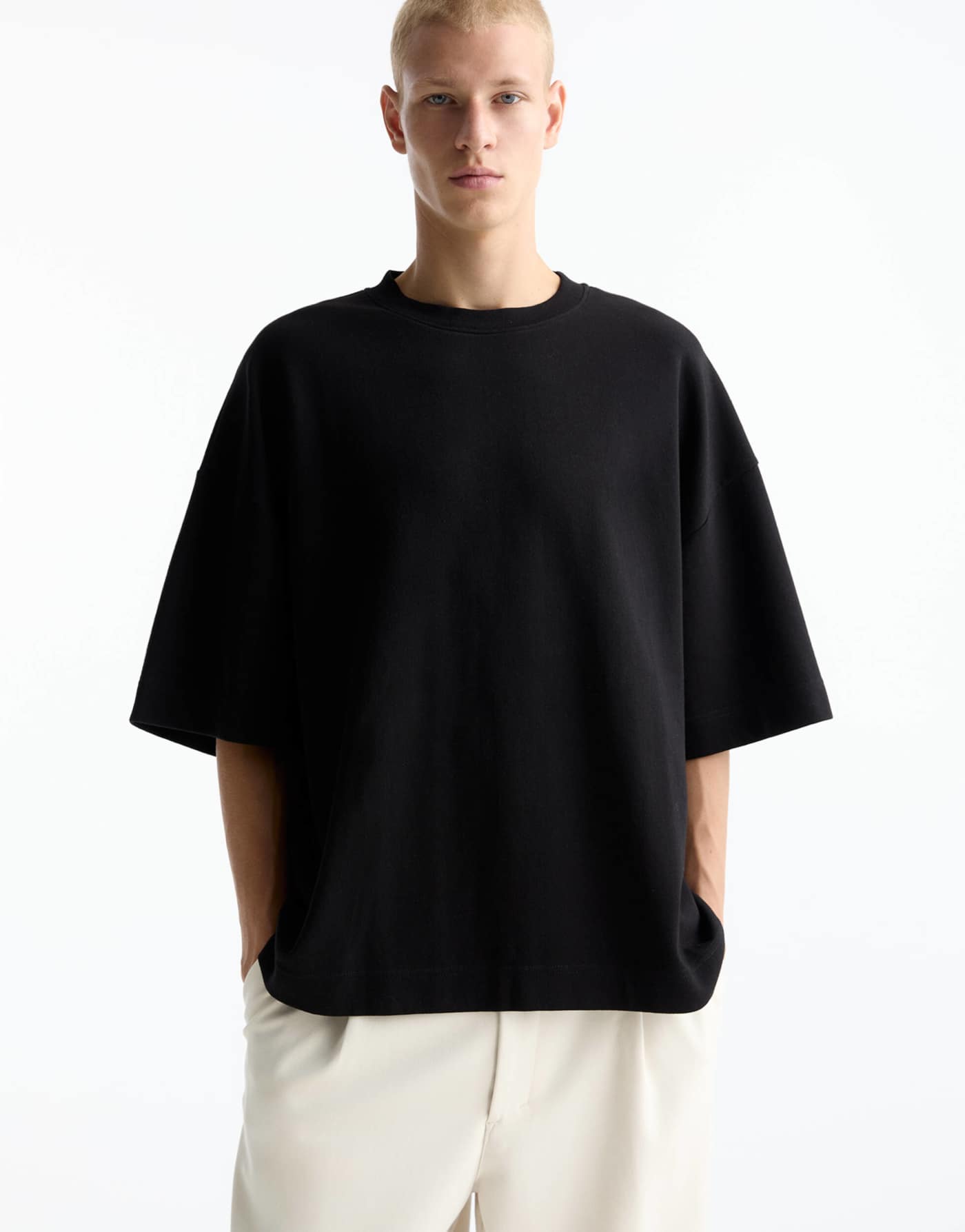 Pull&Bear Black Label premium boxy t-shirt in black