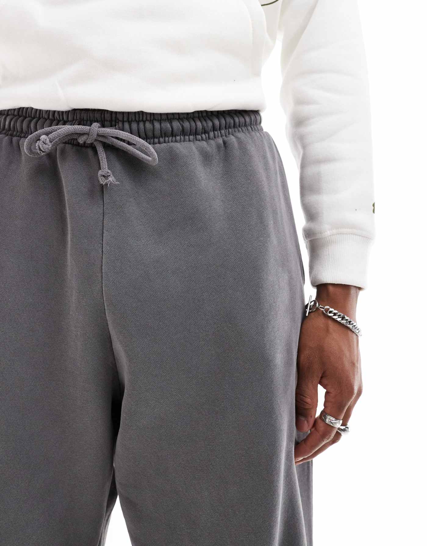 Pull&Bear skater wide leg jogger in grey