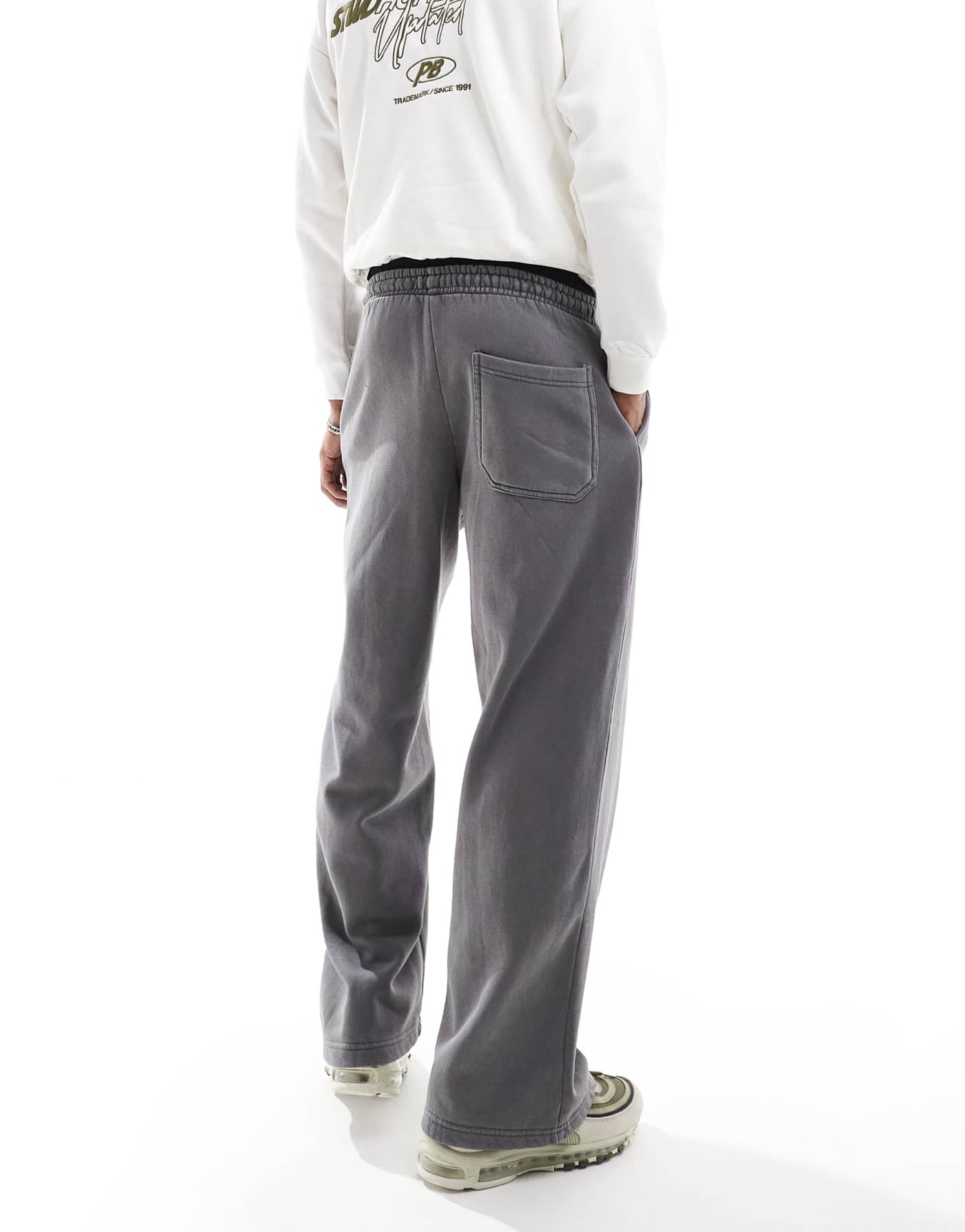 Pull&Bear skater wide leg jogger in grey