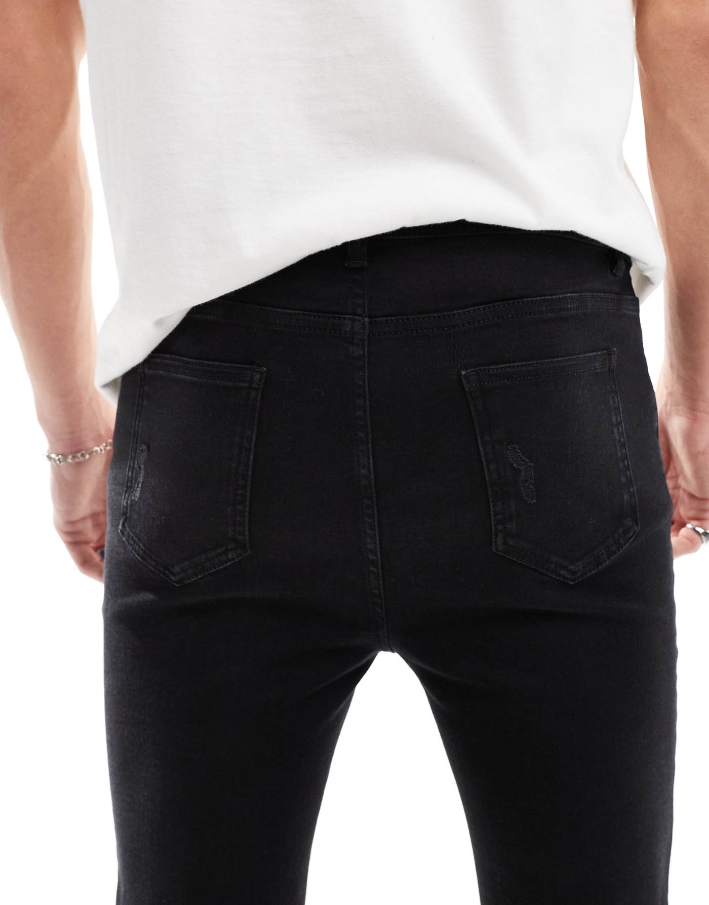 Hera Mens spray on ripped jean in black