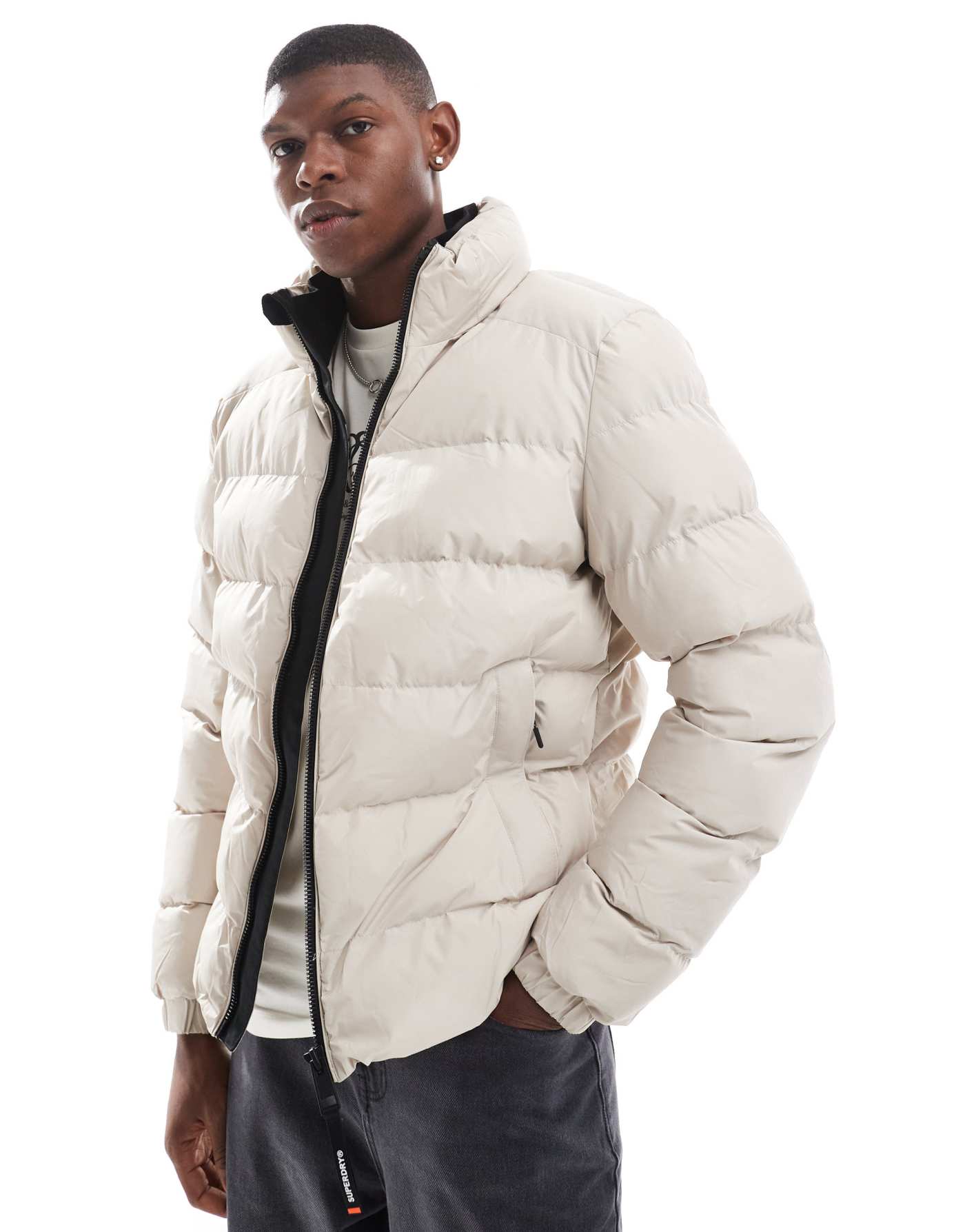 Superdry Sports puffer jacket in chateau gray