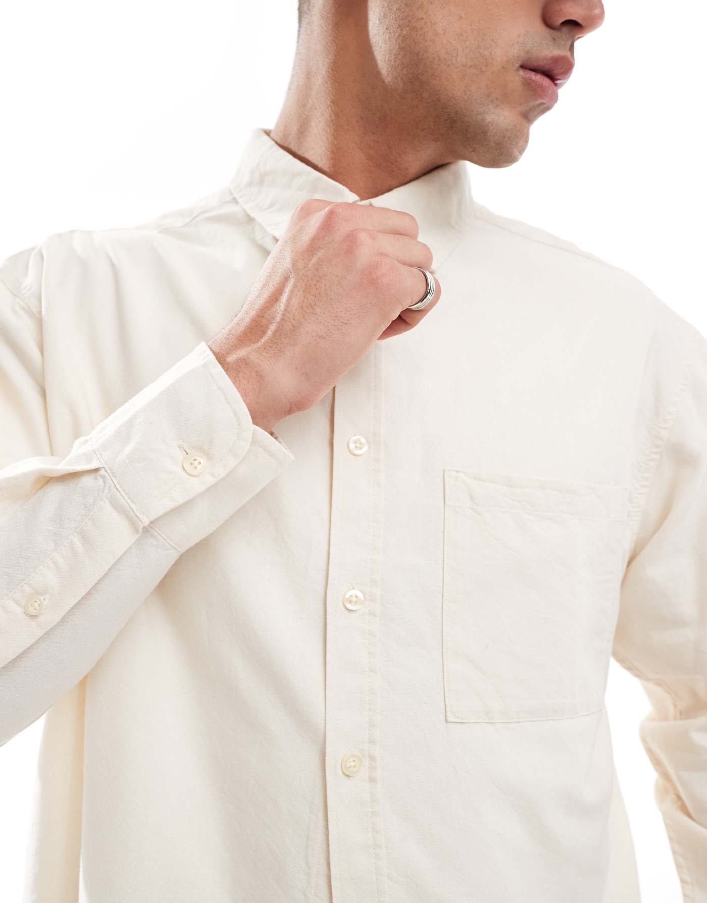 Cotton:On Cropped oxford long sleeve shirt in white