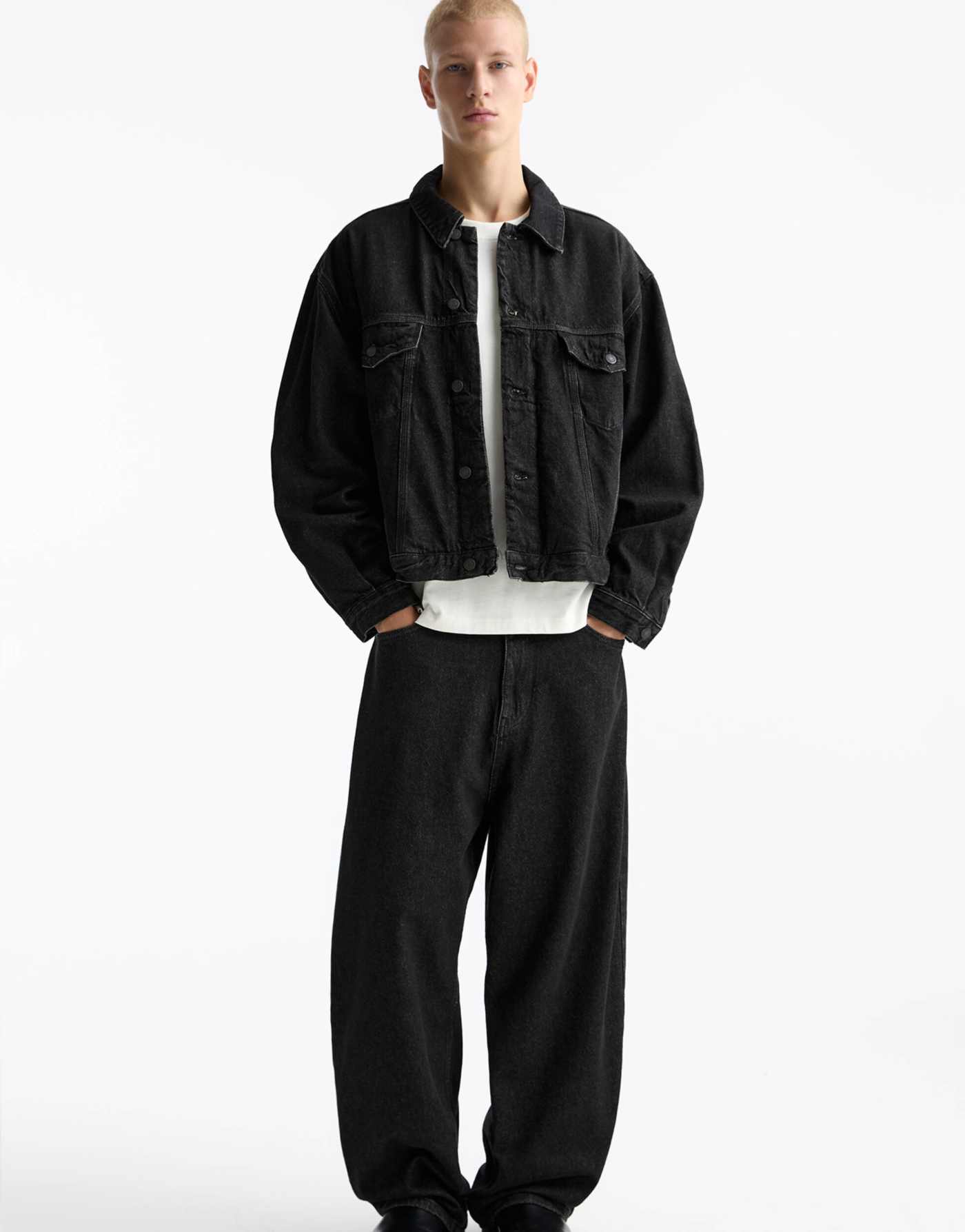 Pull&Bear Black Label co-ord denim jeans in grey