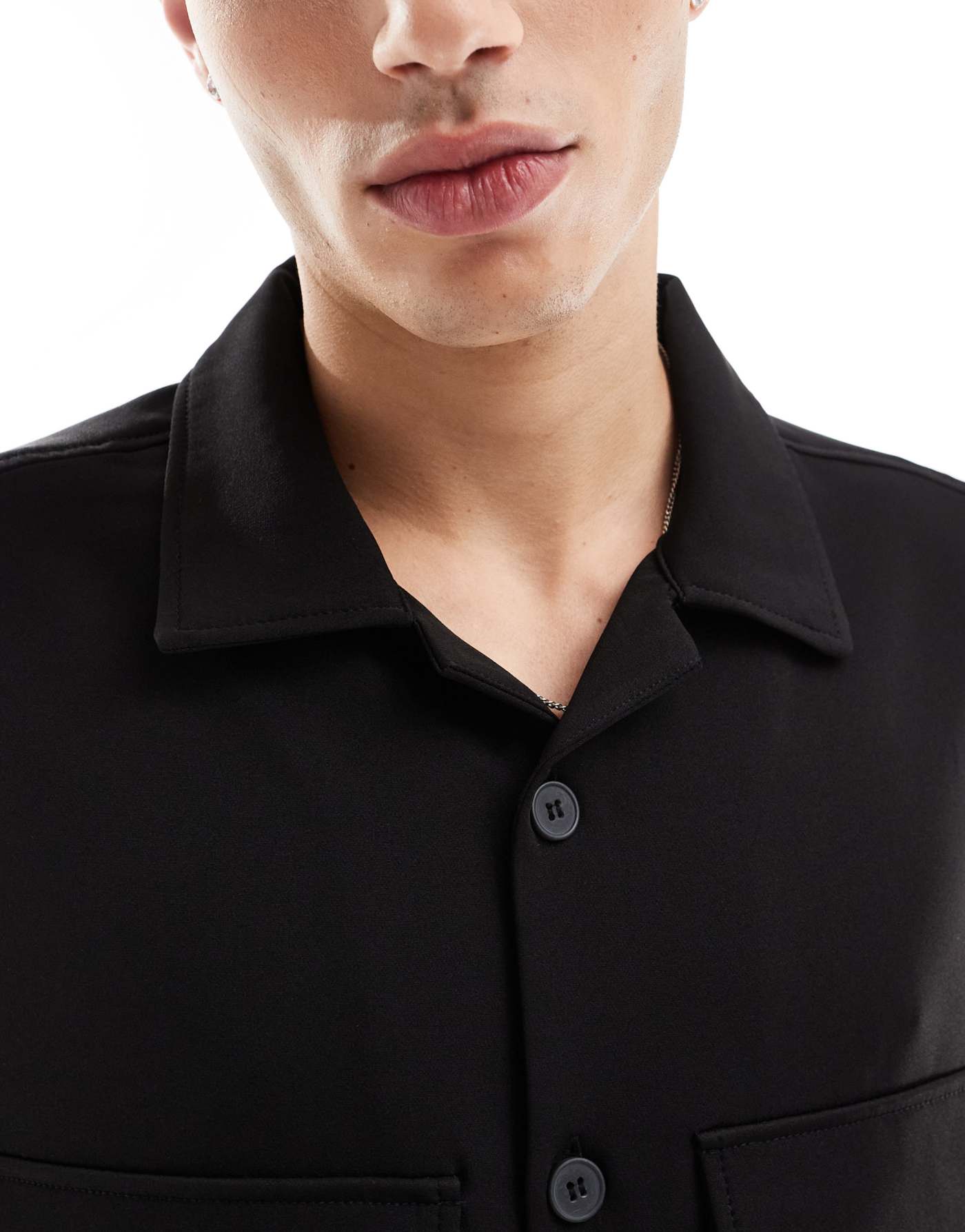 Bershka premium co-ord long sleeve shirt in black