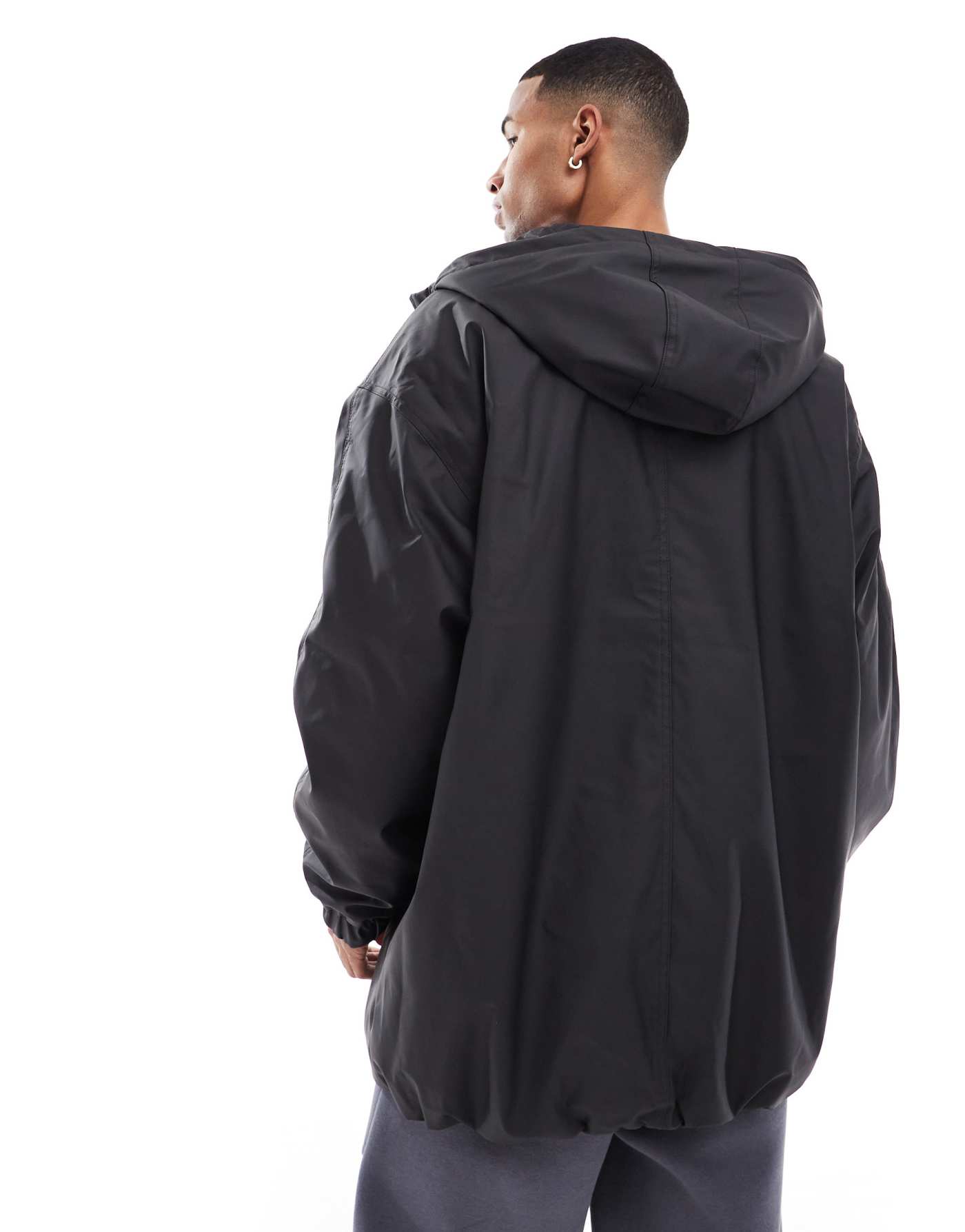 Bershka nylon tech raincoat in black