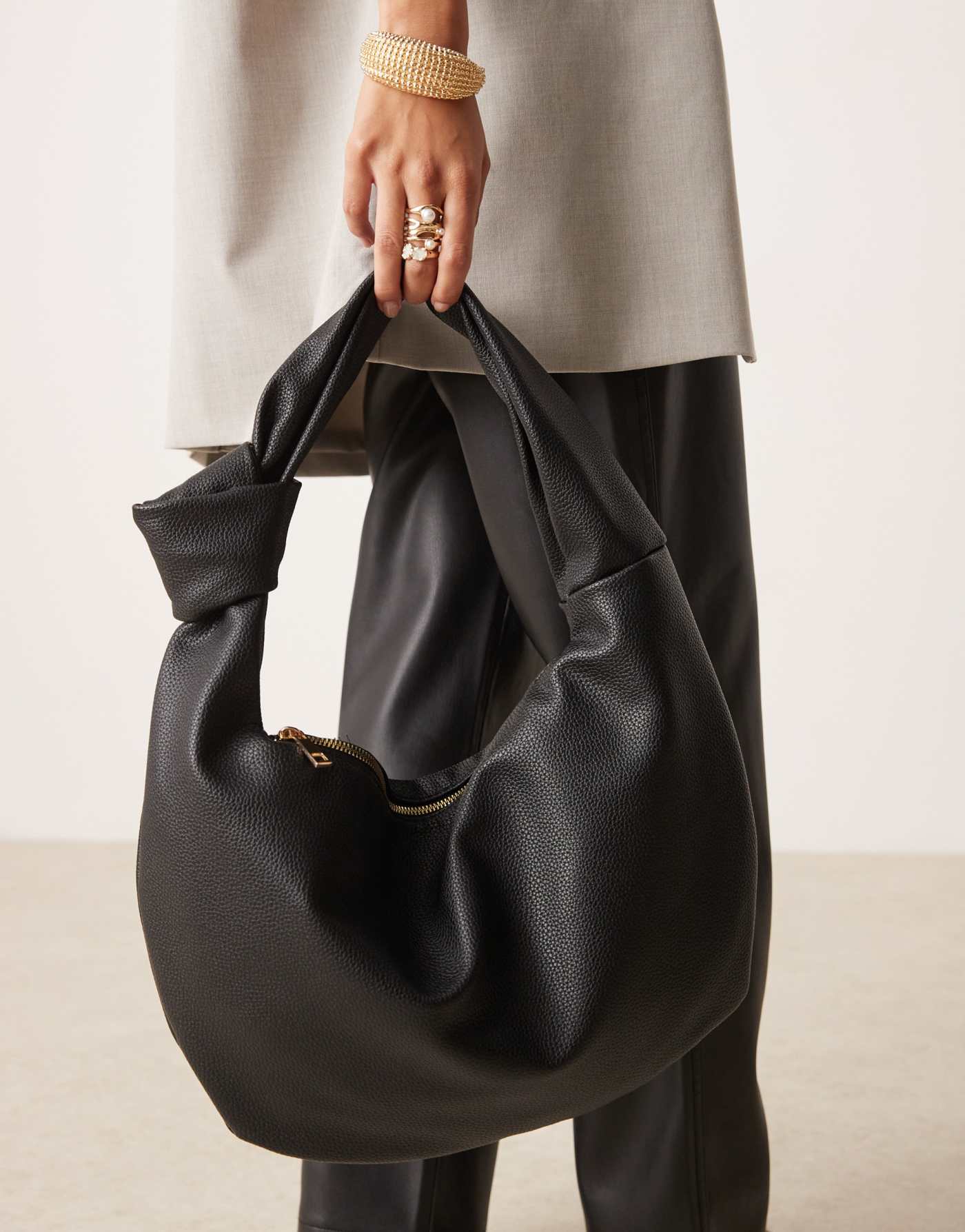 New Look knotted strap shoulder bag in black