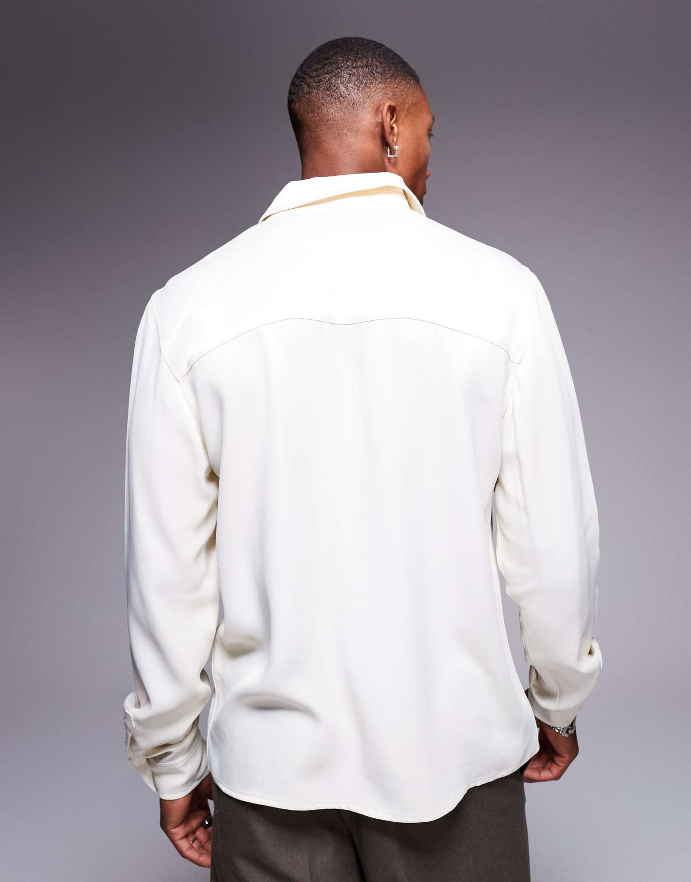 ASOS DESIGN slim fit shirt in cream satin