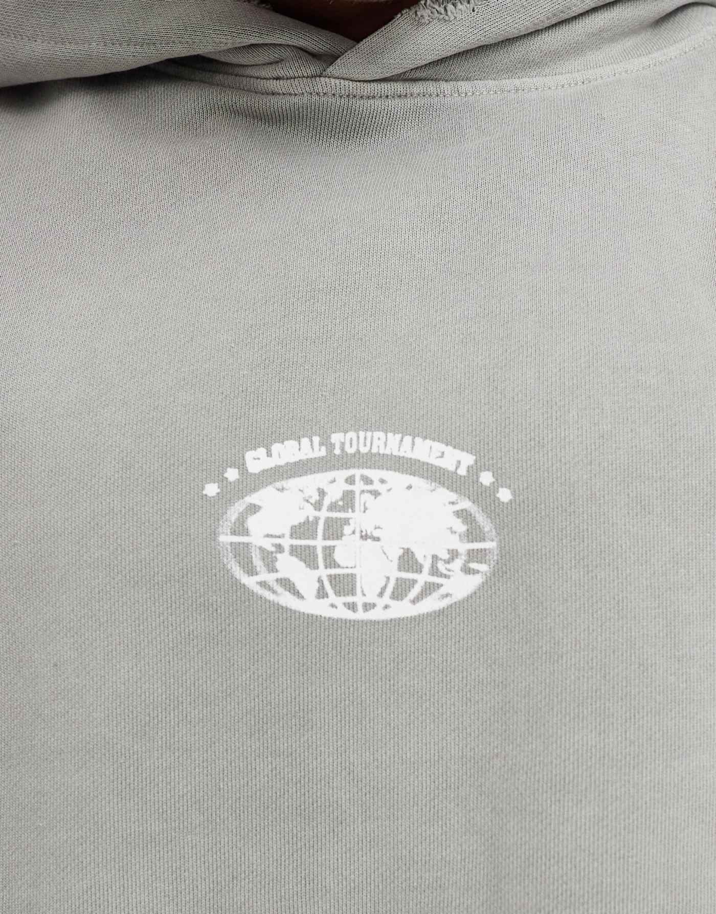 Pull&Bear global tournament back printed hoodie in grey