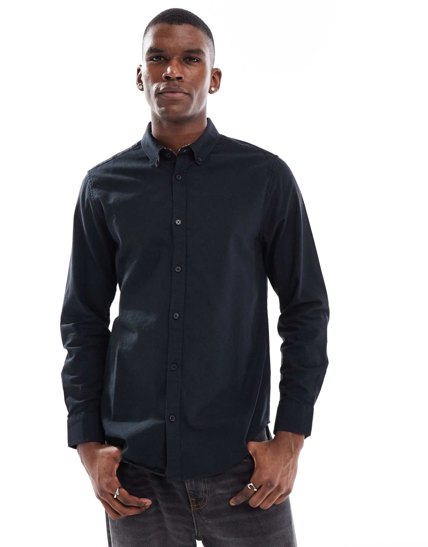 Threadbare long sleeve shirt in black