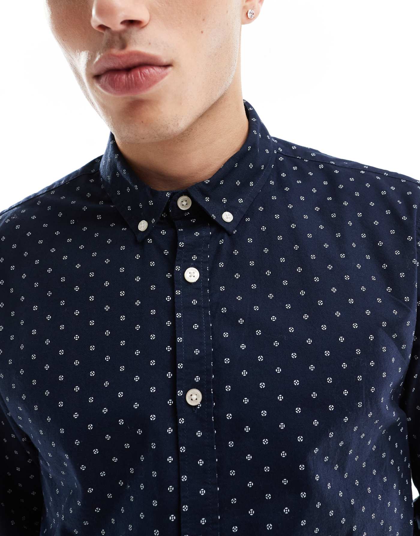 Threadbare long sleeve shirt in navy