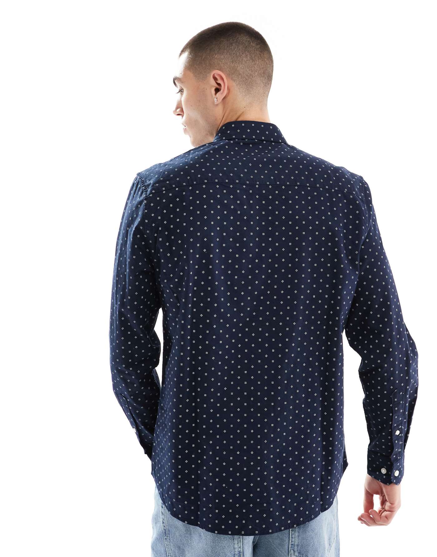 Threadbare long sleeve shirt in navy