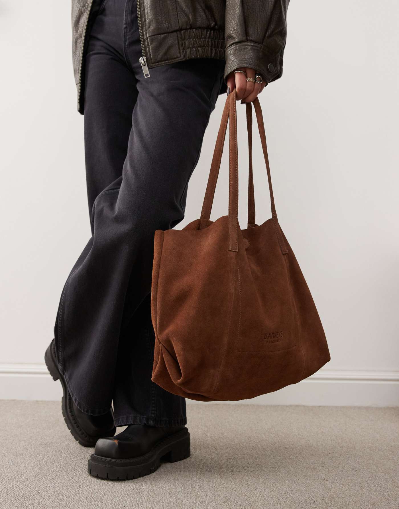 Barneys Originals suede tote bag in brown