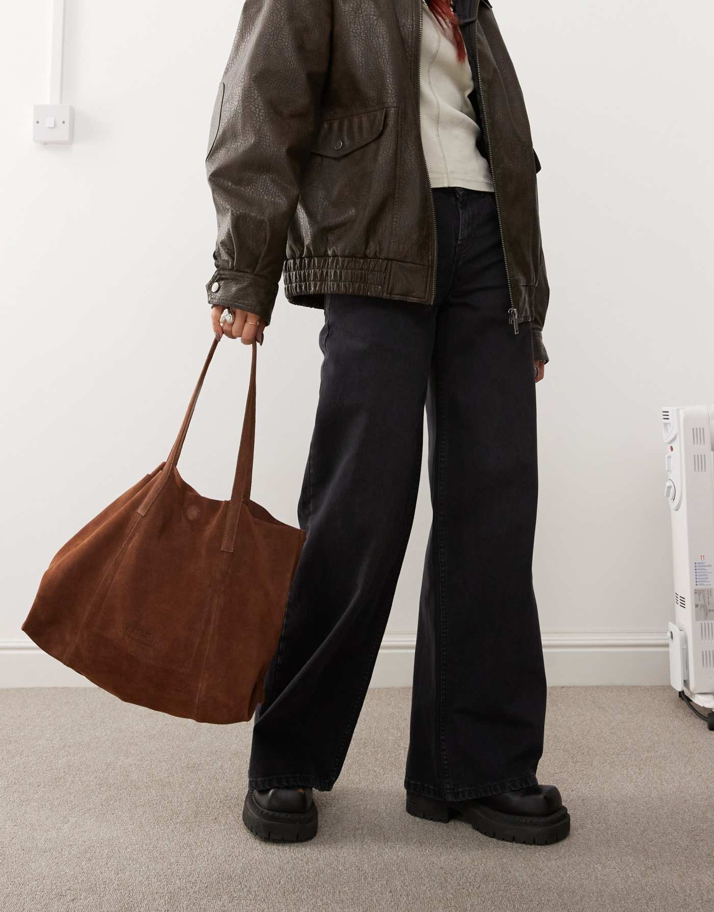 Barneys Originals suede tote bag in brown