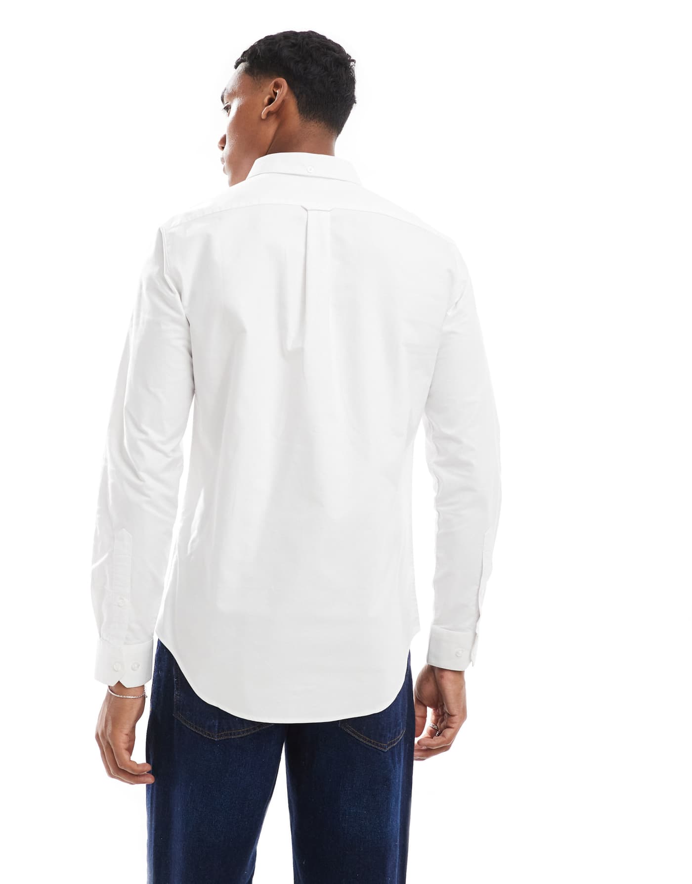 Farah brewer long sleeve oxford shirt in white