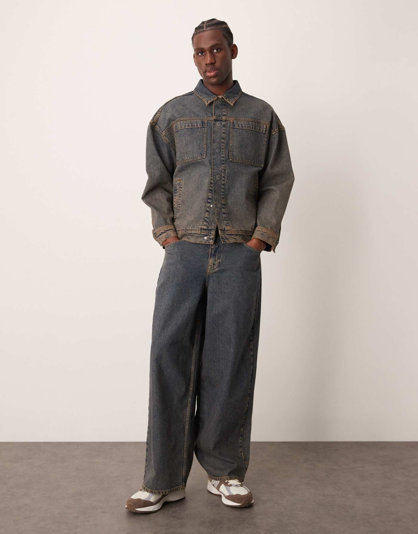 ASOS DESIGN co-ord super baggy jeans in washed grey