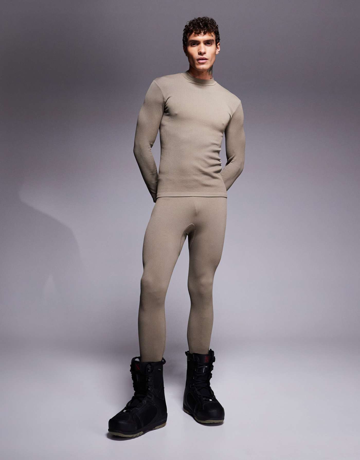 ASOS 4505 Ski thermal base layer set in clay