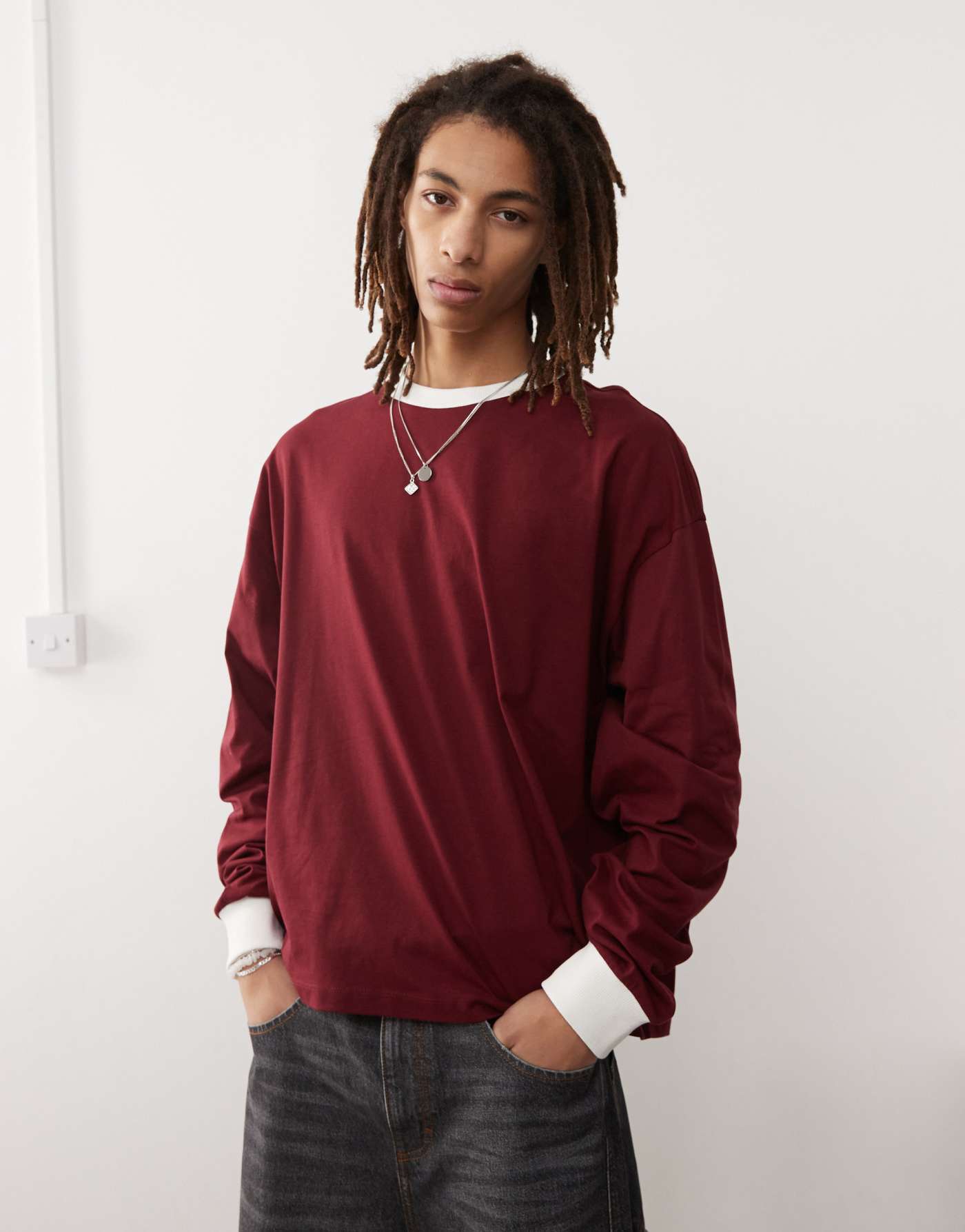 COLLUSION long sleeve contrast tee