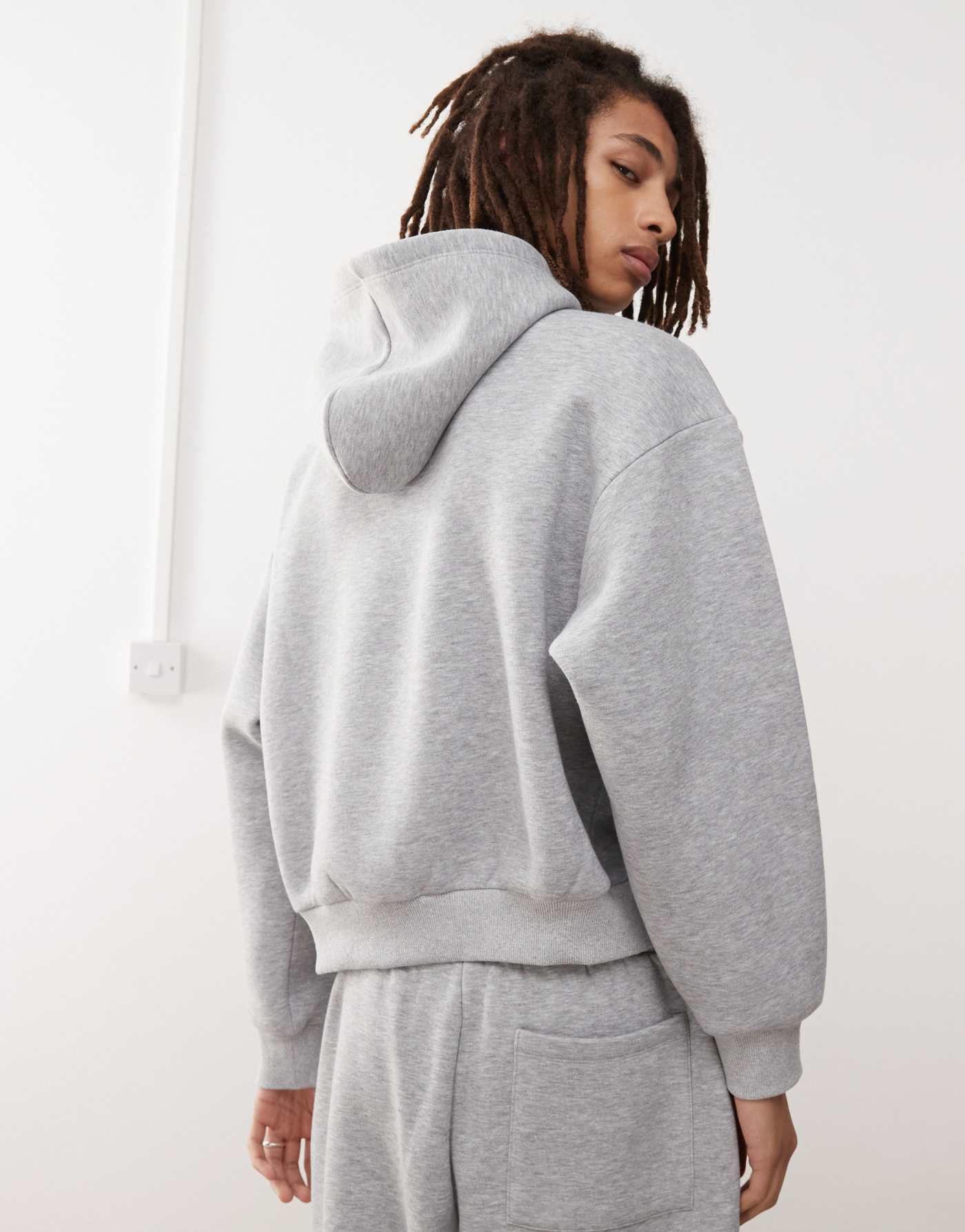 Reclaimed Vintage unisex heavyweight boxy hoodie co-ord in grey marl