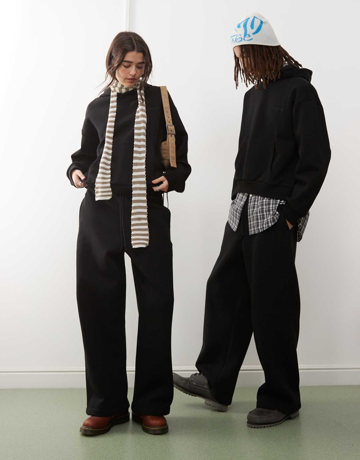 Reclaimed Vintage unisex heavyweight wide leg jogger co-ord in washed black