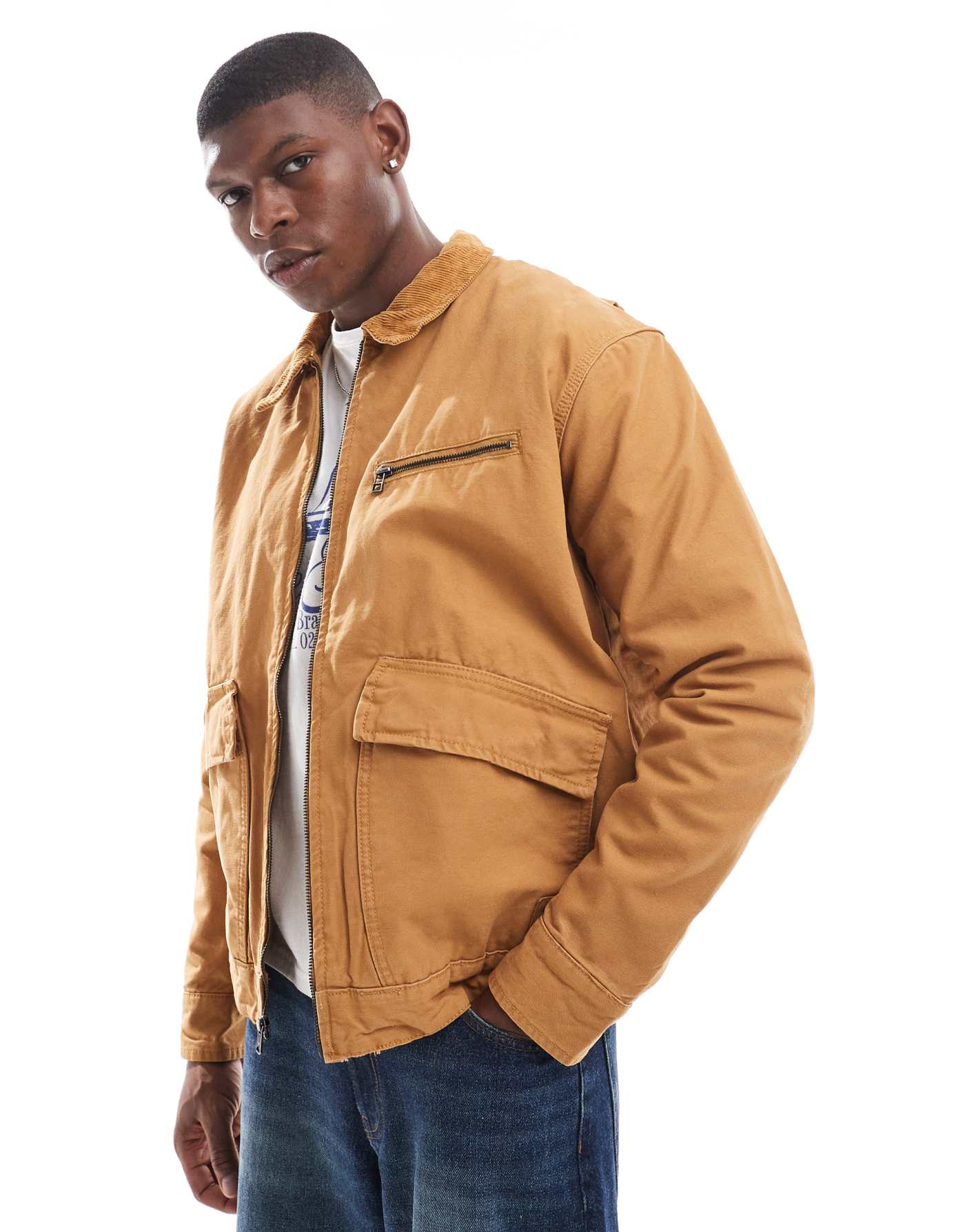 Timberland Washed canvas insulated jacket in wheat boot