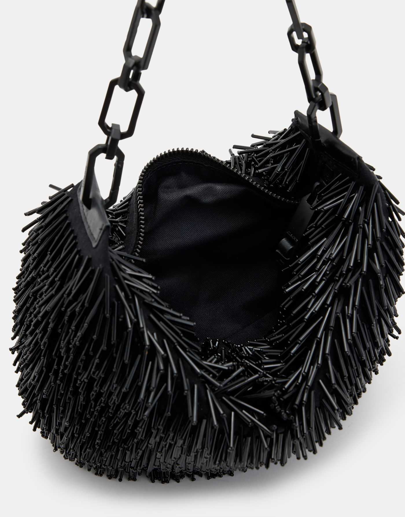 Allsaints Madea chain bag with beads in black