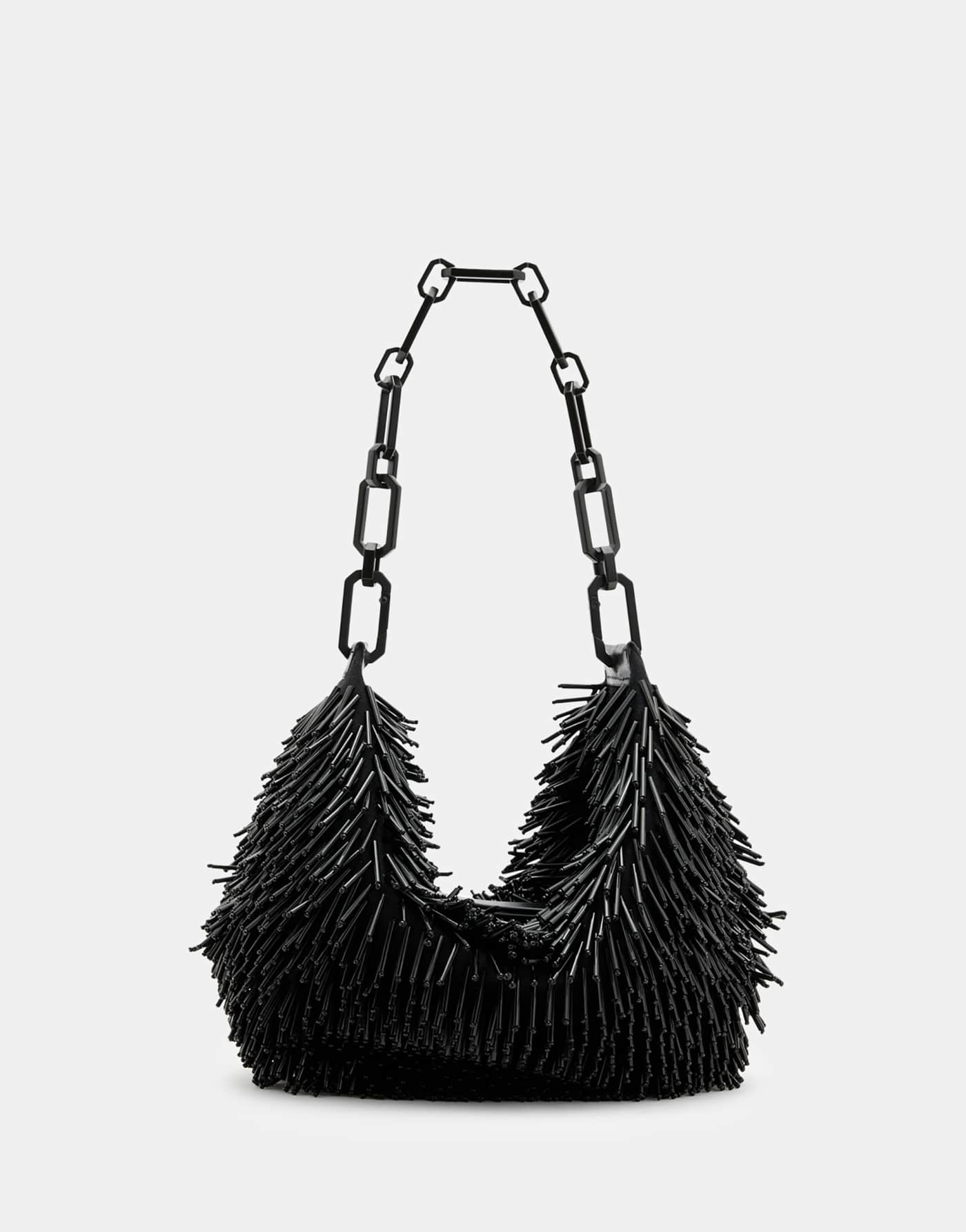 Allsaints Madea chain bag with beads in black