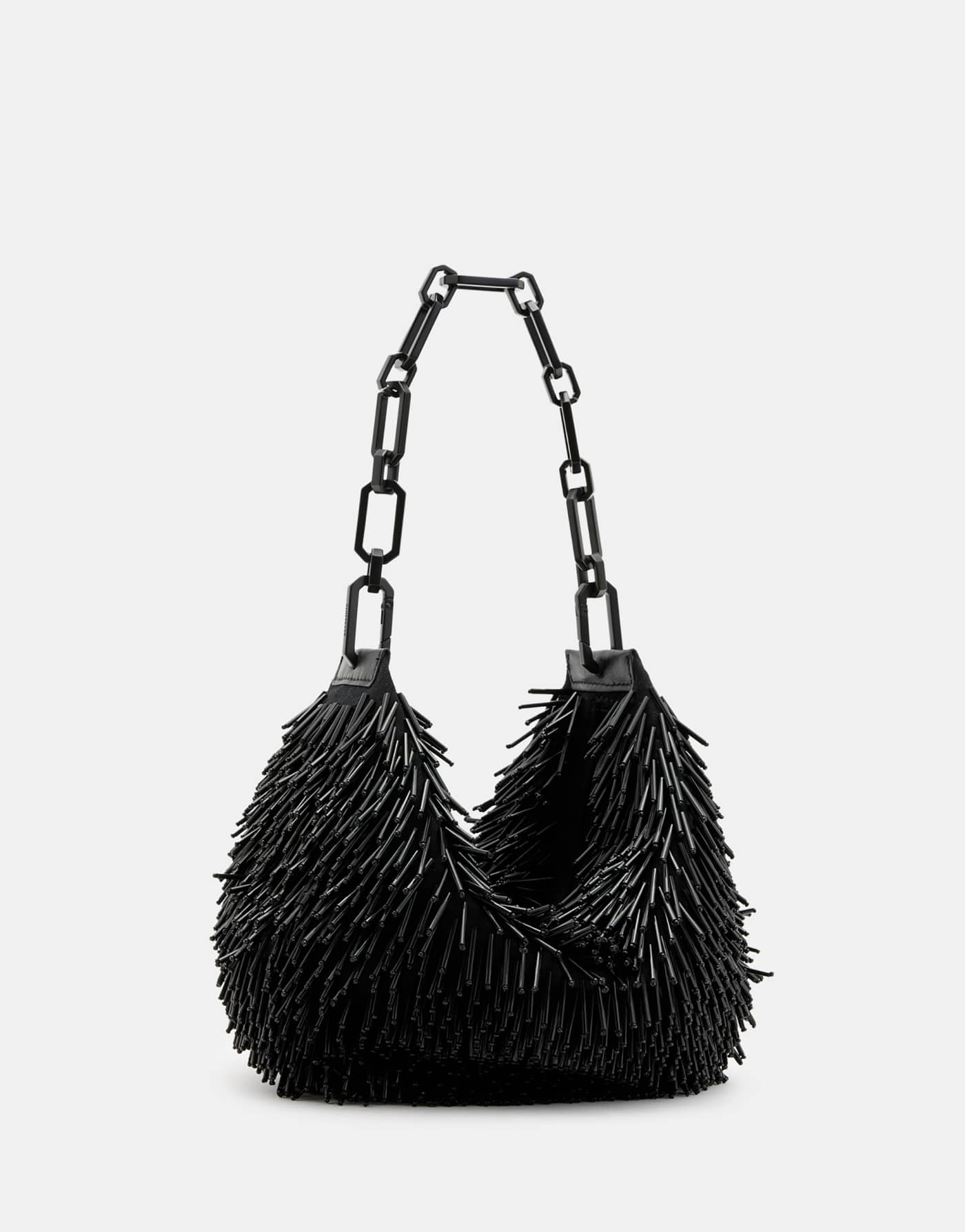 Allsaints Madea chain bag with beads in black