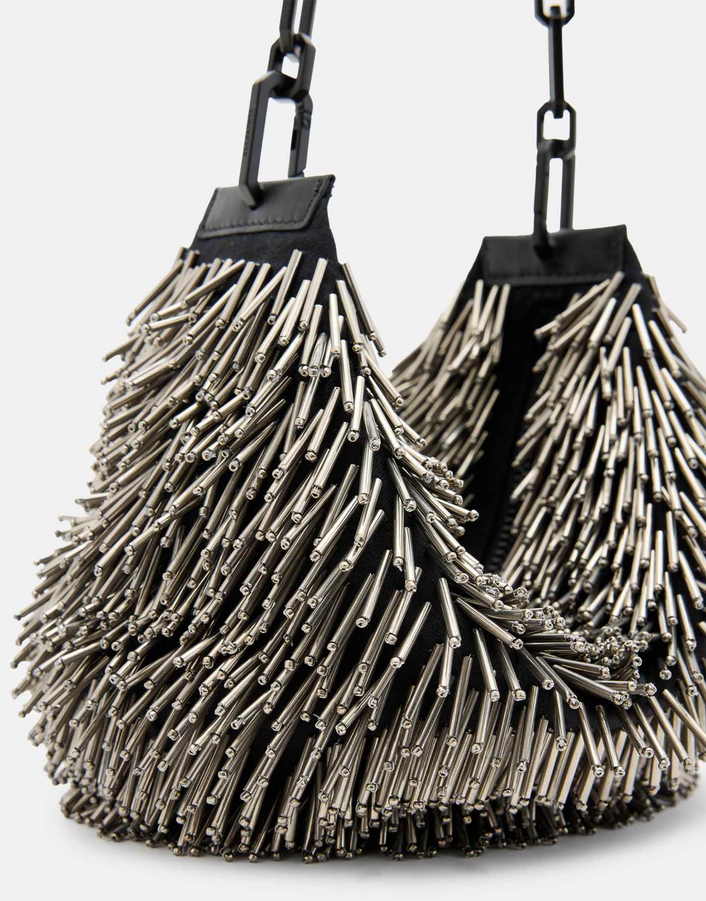 Allsaints Madea chain bag with beads in silver