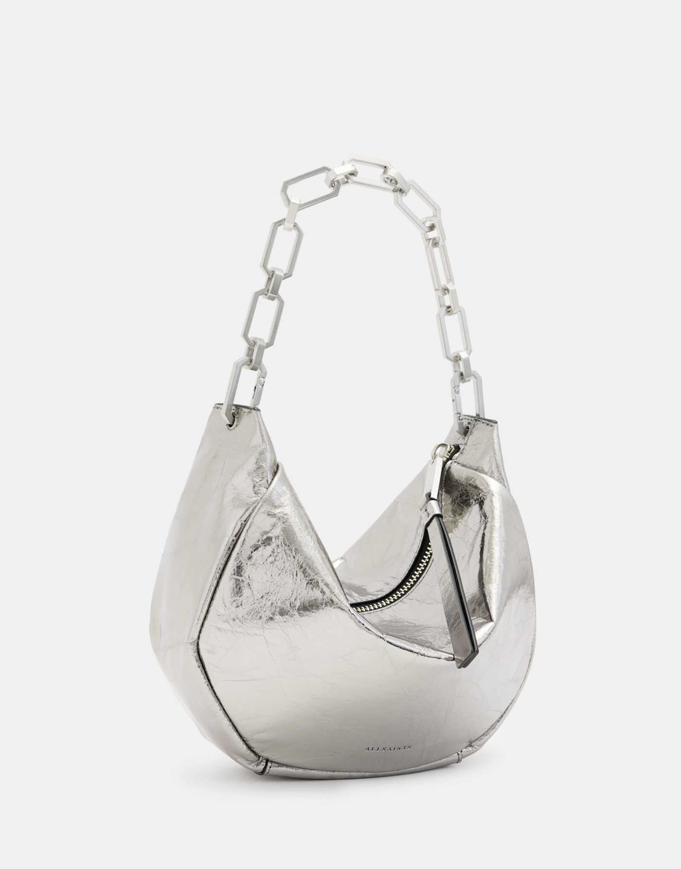 Allsaints Madea mini chain bag in gunmetal grey